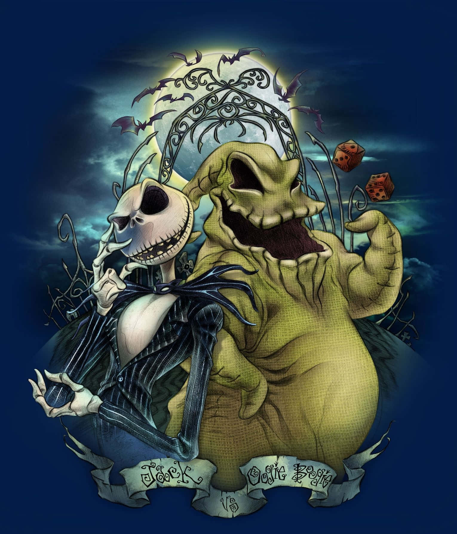 Oogie Boogie na Jack Skellington Picha ya Ukuta