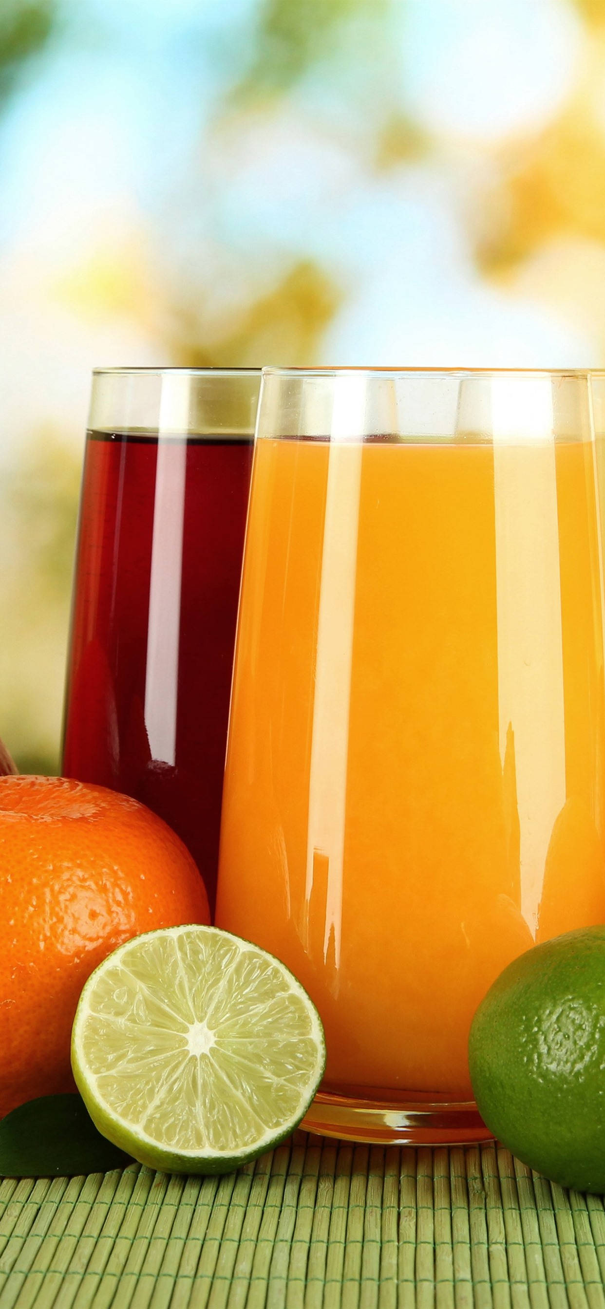 Orange And Lime Fruit Juices Picha ya Ukuta