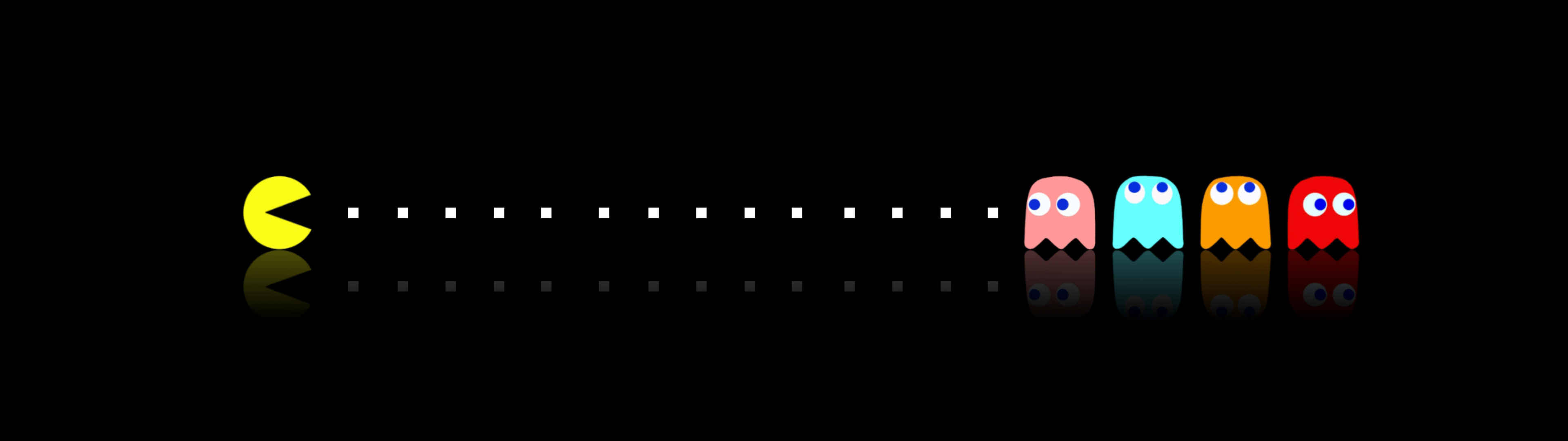 Pacman wa Kuchungulia Skrini Mbili 3840x1080 HD Picha ya Ukuta