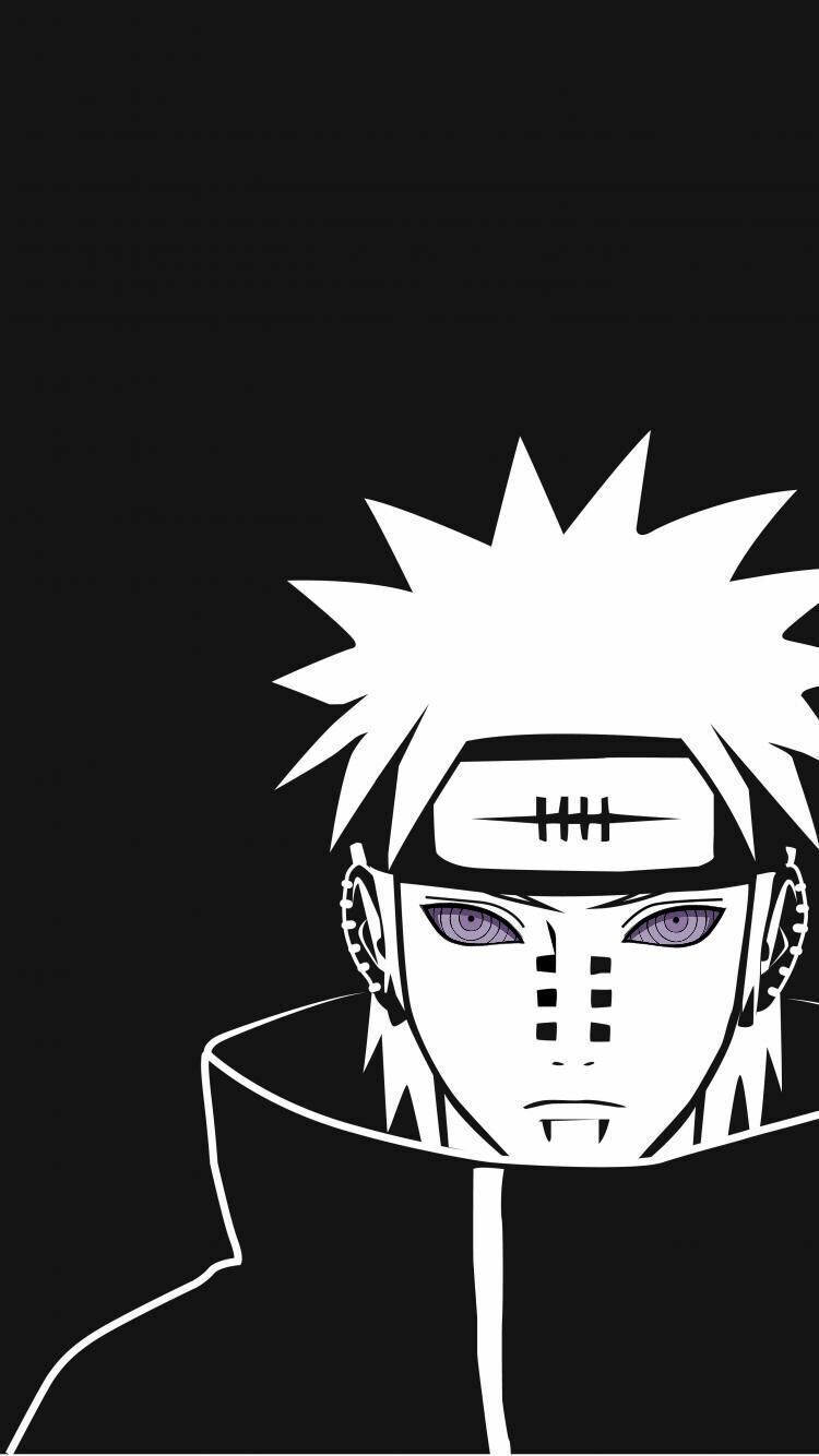 Pain Naruto Anime Nyeusi na Nyeupe iPhone Picha ya Ukuta