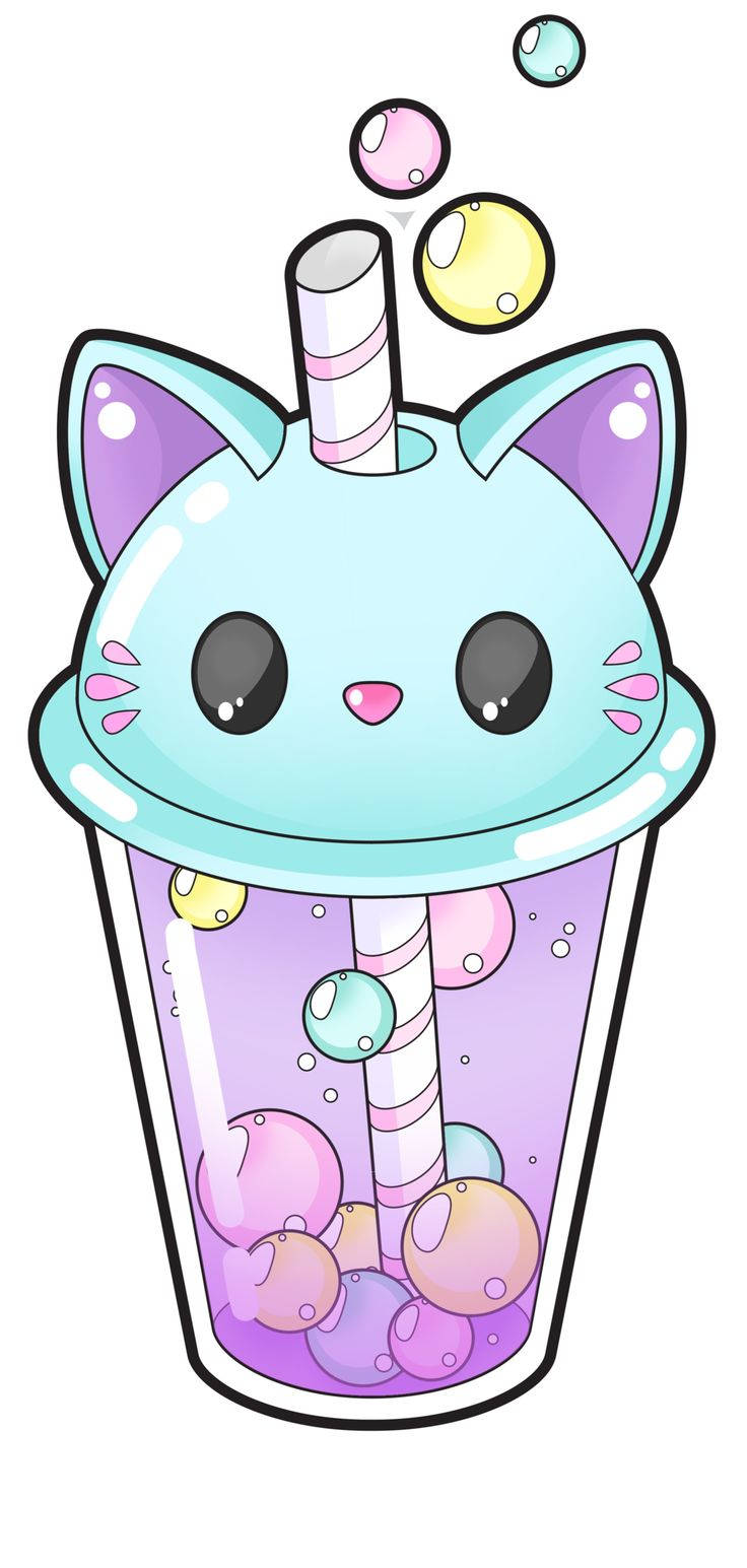 Paka Anapumzika na Kufurahia Bubble Tea Tamu Picha ya Ukuta