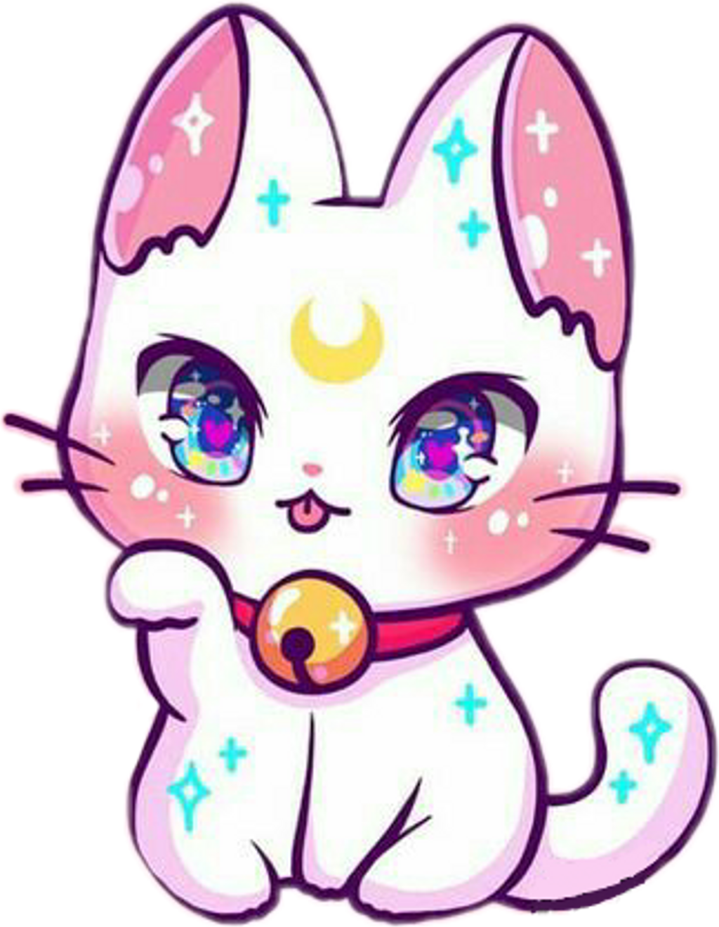 Paka Mrembo wa Katuni wa Kawaii Picha ya Ukuta