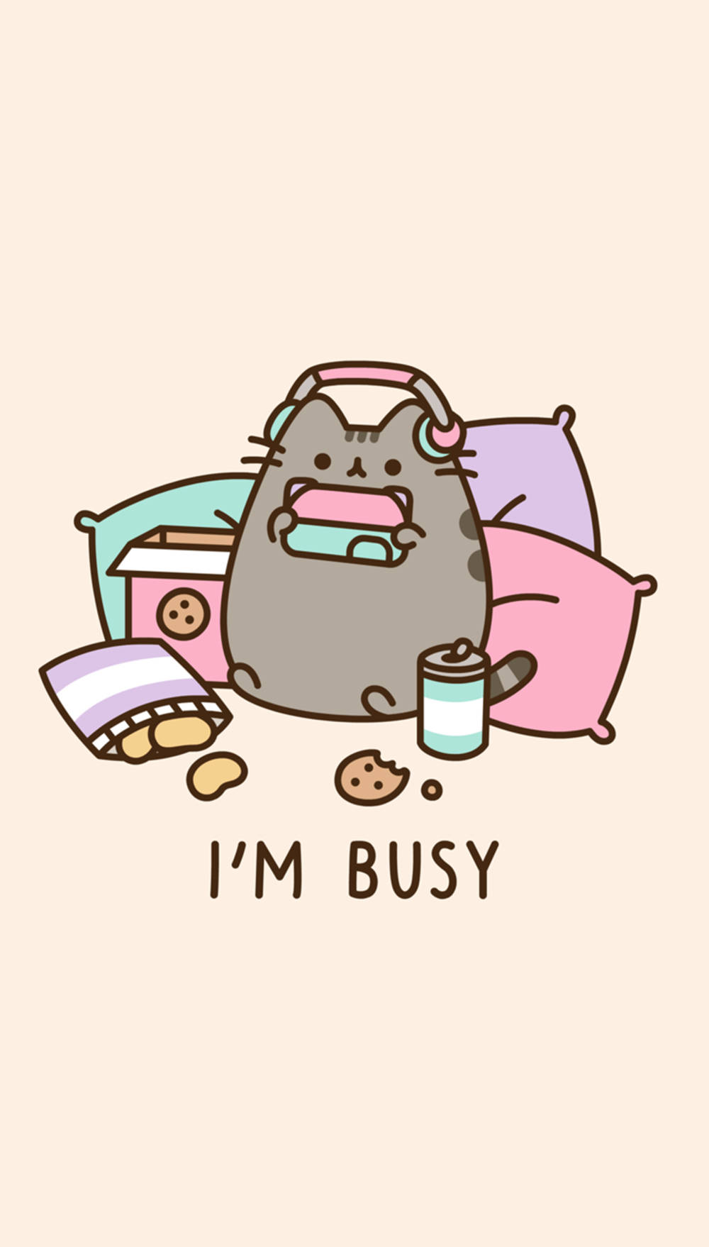 Paka Mrembo wa Pusheen Aesthetic ya Kawaii Picha ya Ukuta