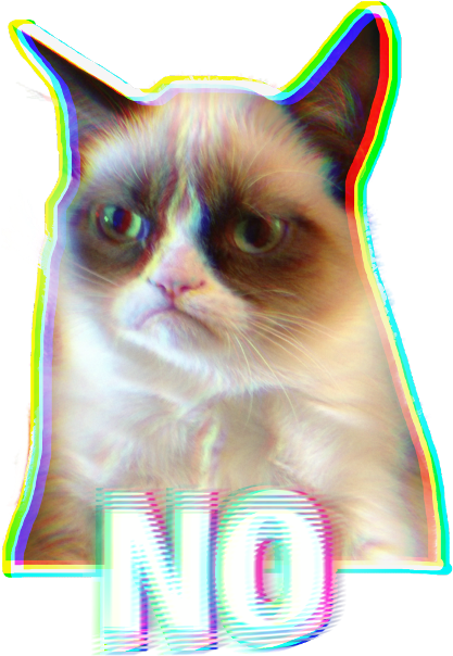 Paka Mwenye Hasira Sanaa ya Glitch NO Meme.PNG Picha ya Ukuta