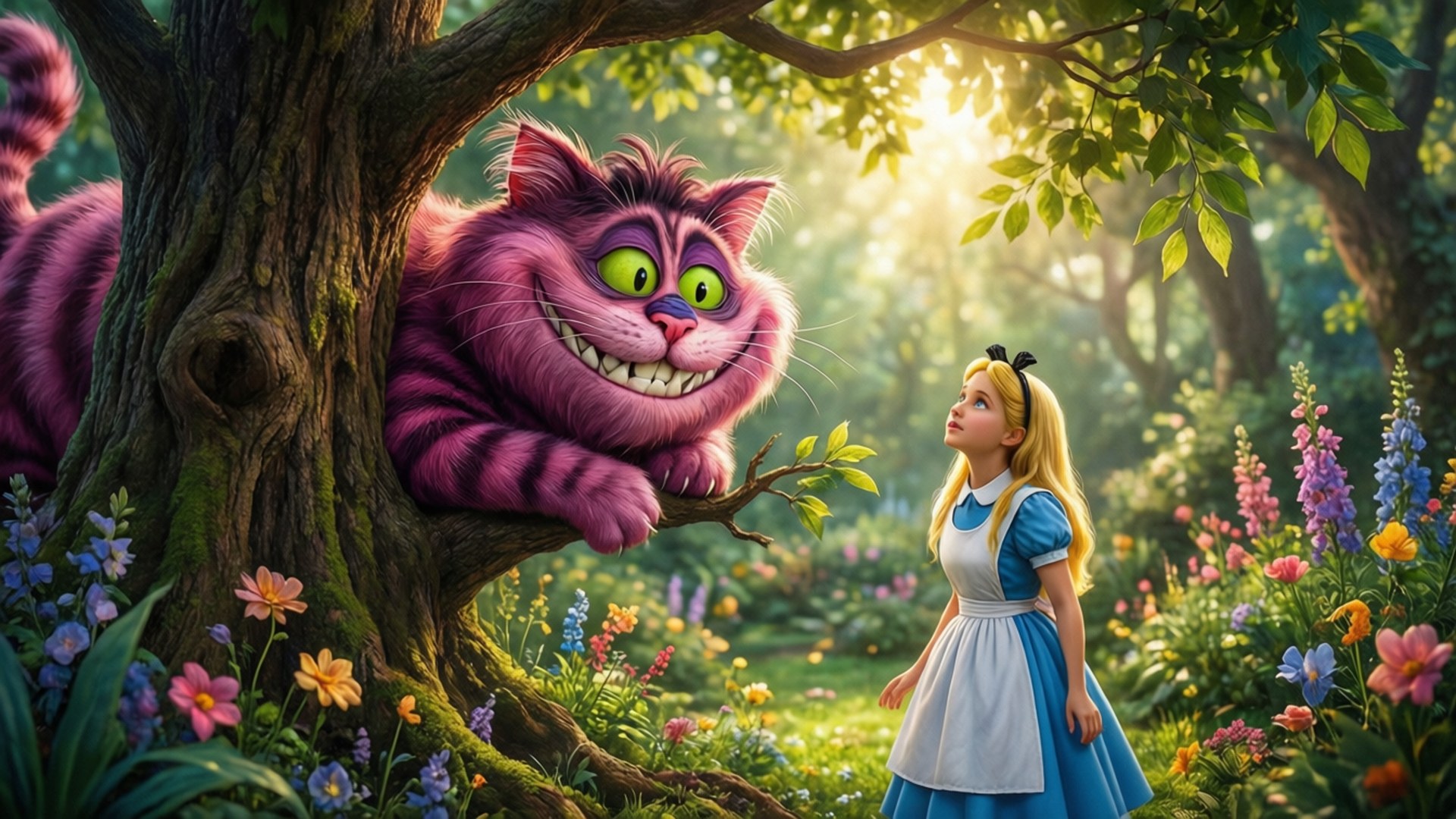 Paka na Alice Picha ya Ukuta