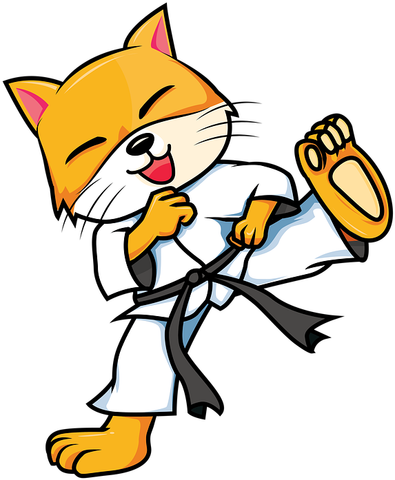 Paka wa Karate Katuni Akicheka.PNG Picha ya Ukuta