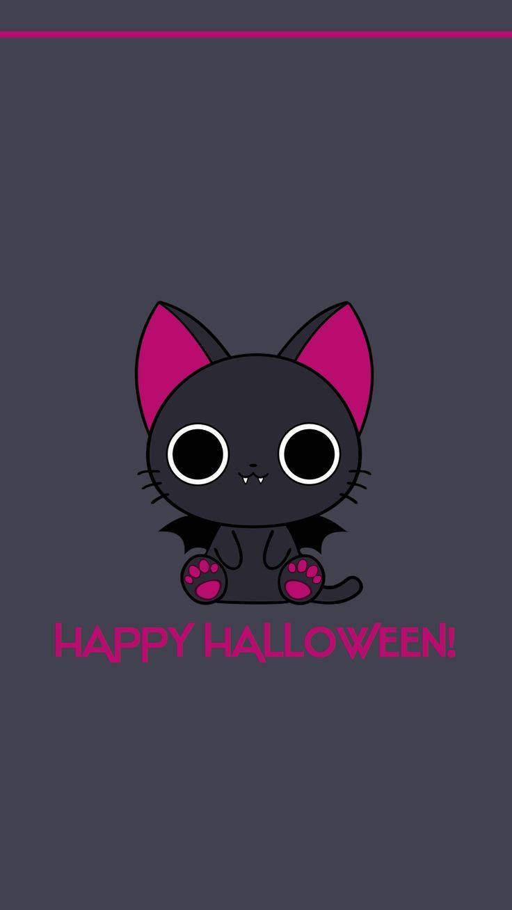 Paka wa Kutisha wa Kawaii wa Halloween Picha ya Ukuta