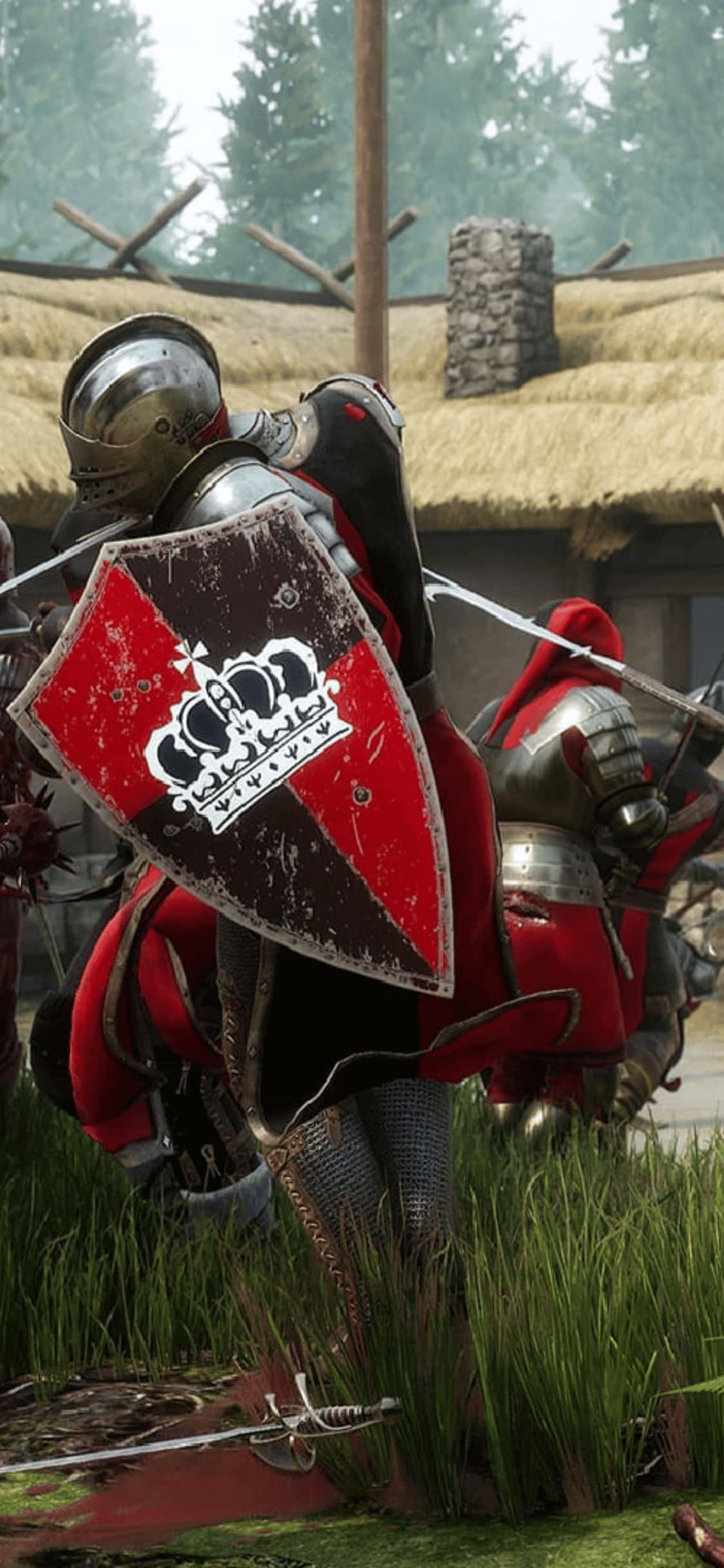 Pambano la Epic kutoka Mordhau kwa iPhone XS Picha ya Ukuta