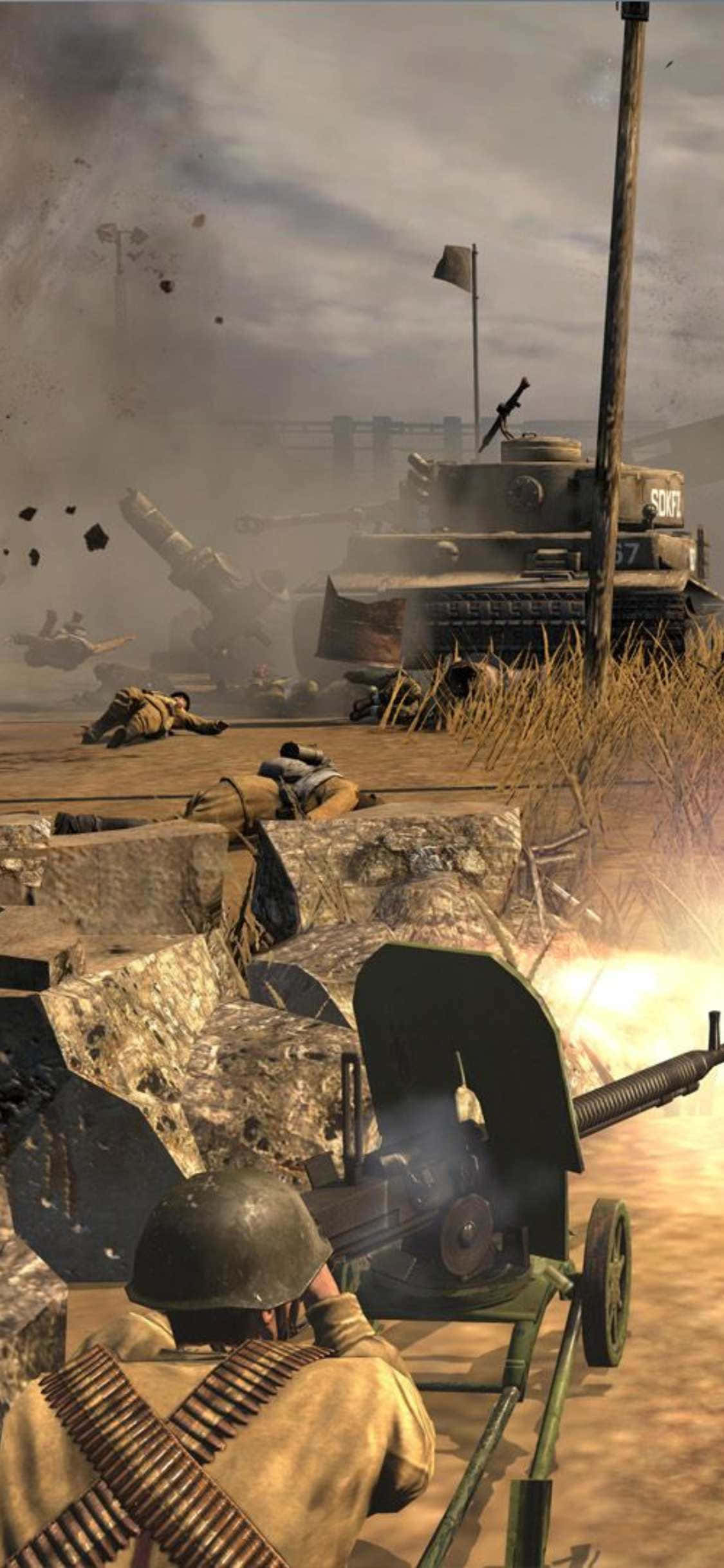Pambano la Kihistoria kutoka Company of Heroes 2 kwenye iPhone XS Picha ya Ukuta