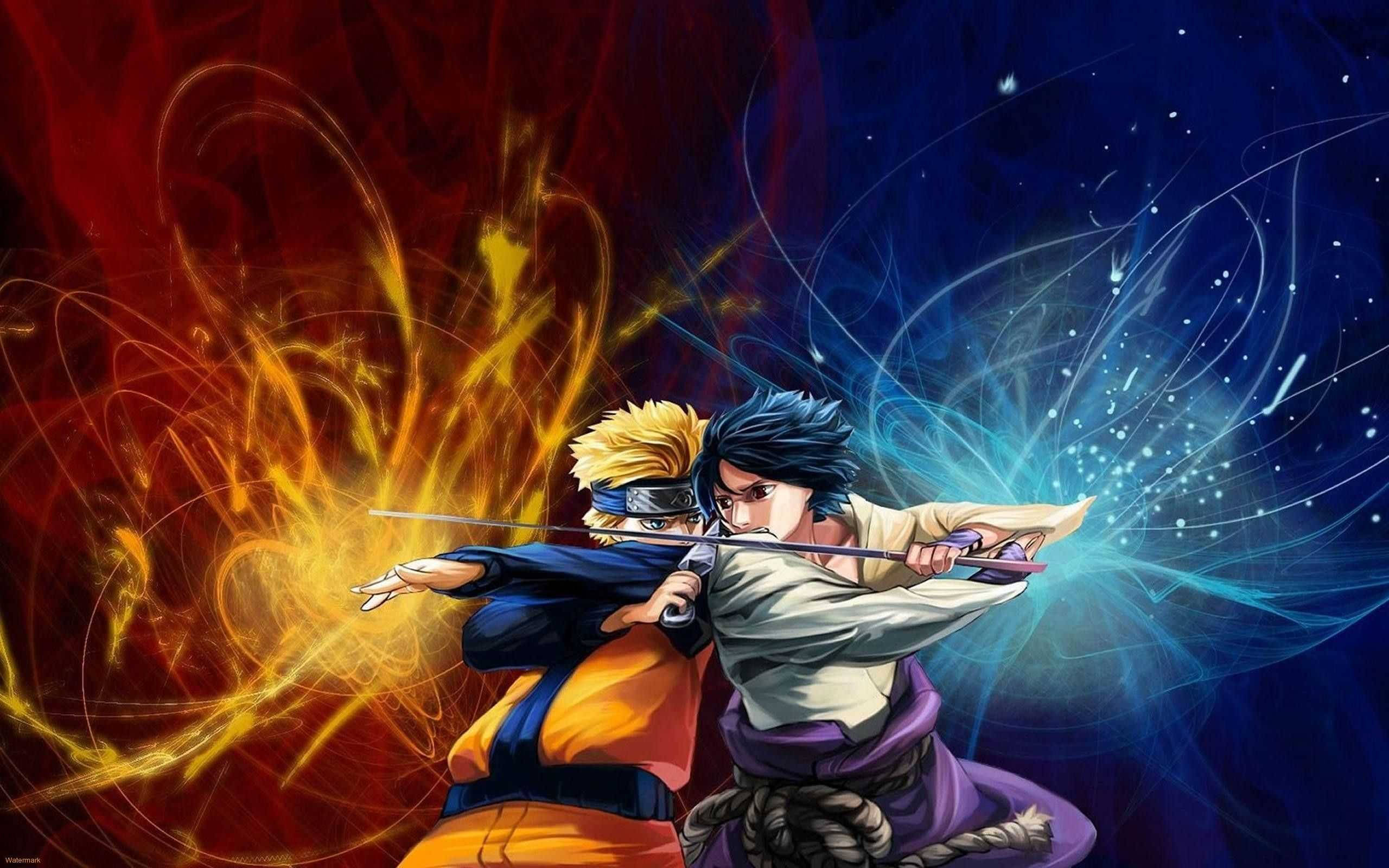 Pambano la Sasuke na Naruto iPad Picha ya Ukuta