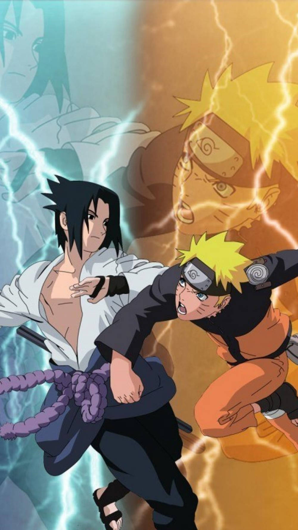 Pambano la Sasuke na Naruto kwa iPhone Picha ya Ukuta