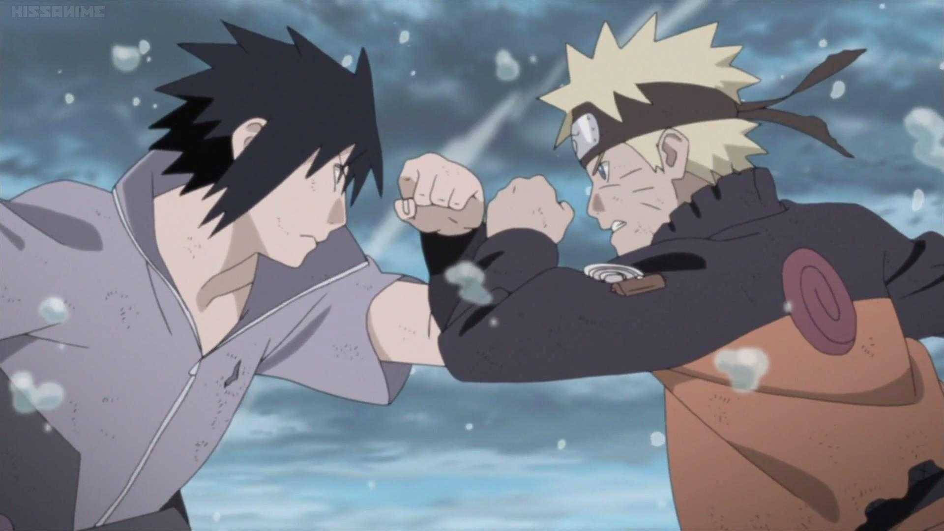 Pambano la Taijutsu la Naruto na Sasuke Vijana Picha ya Ukuta