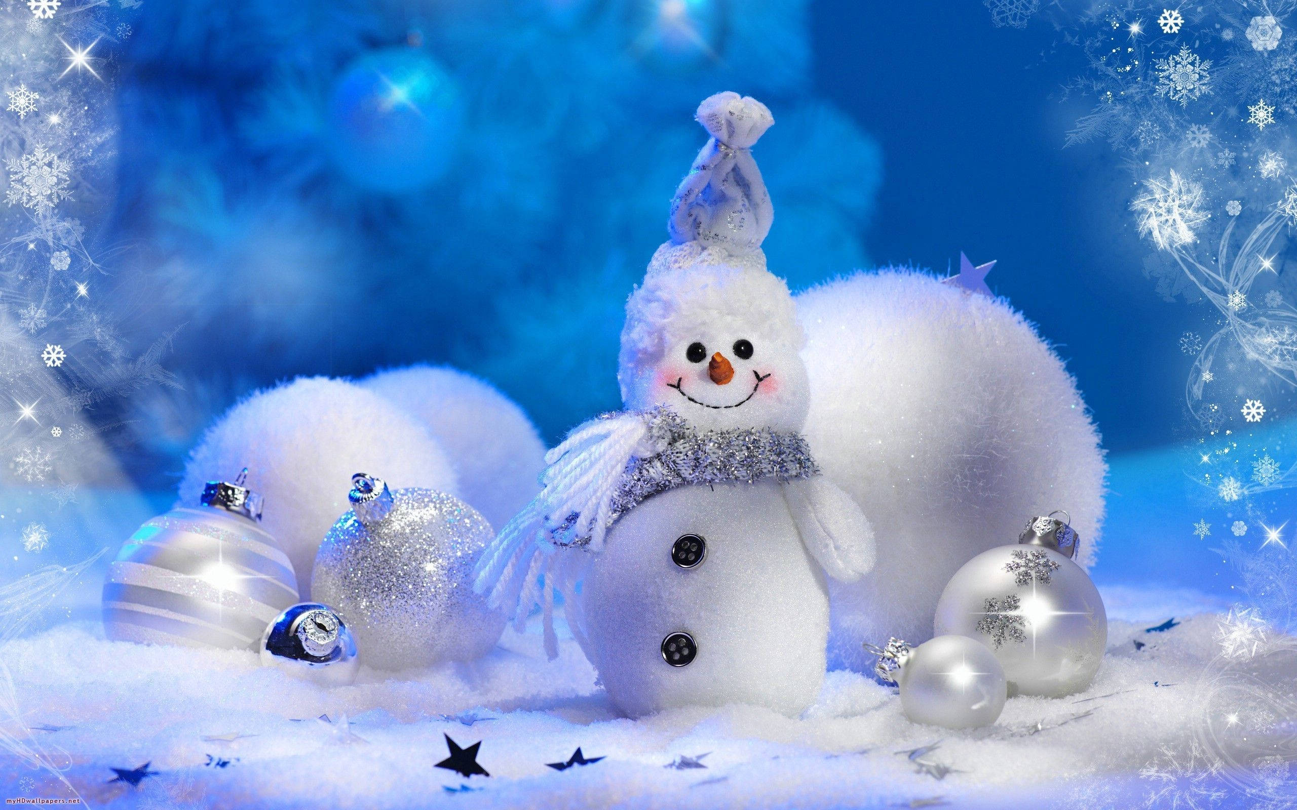 Pambo la Krismasi la Kompyuta ya Meza la Snowball Picha ya Ukuta
