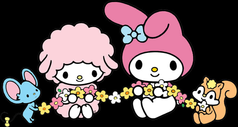 Pambo la Maua la My Melody na Marafiki Picha ya Ukuta