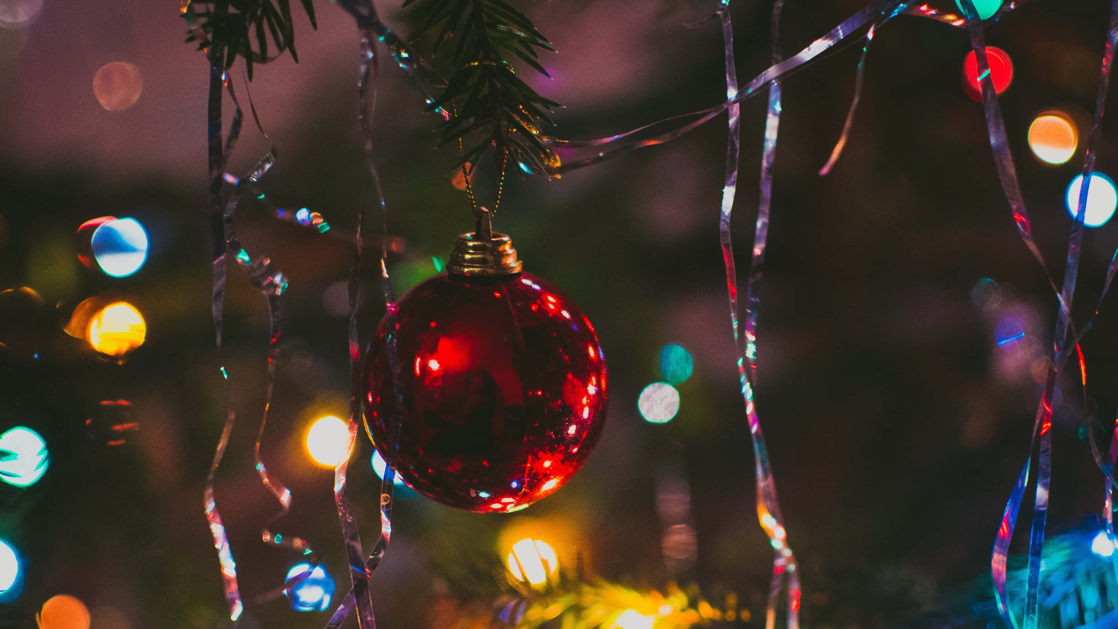 Pambo Nyekundu la Krismasi la Azimio la Juu kwa Kompyuta Picha ya Ukuta