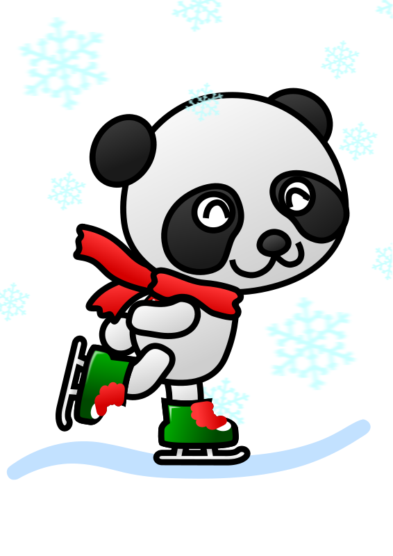 Panda Kuteleza kwenye Nchi ya Ajabu ya Majira ya Baridi Picha ya Ukuta