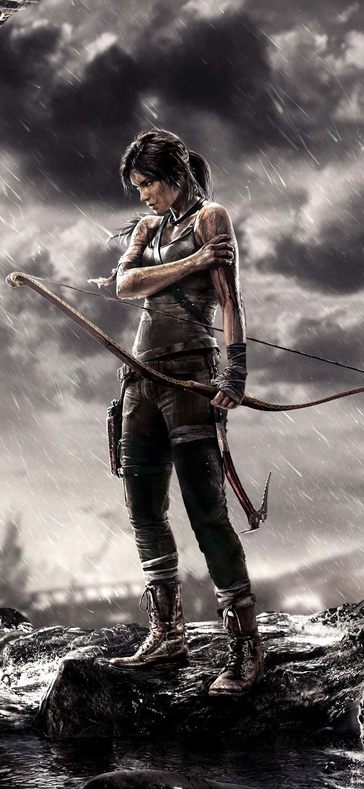 Panda kwa urefu mpya katika Rise of the Tomb Raider na iPhone Xs Max Picha ya Ukuta