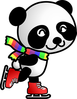 Panda kwenye Skate za Barafu Picha ya Ukuta