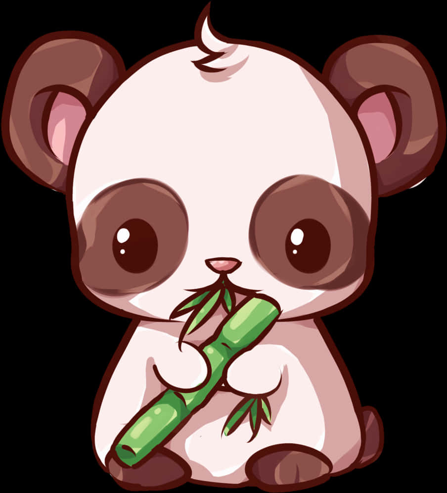 Panda Mrembo wa Kawaii na Mianzi Picha ya Ukuta