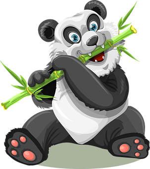 Panda Mwenye Furaha Akila Bamboo Picha ya Ukuta