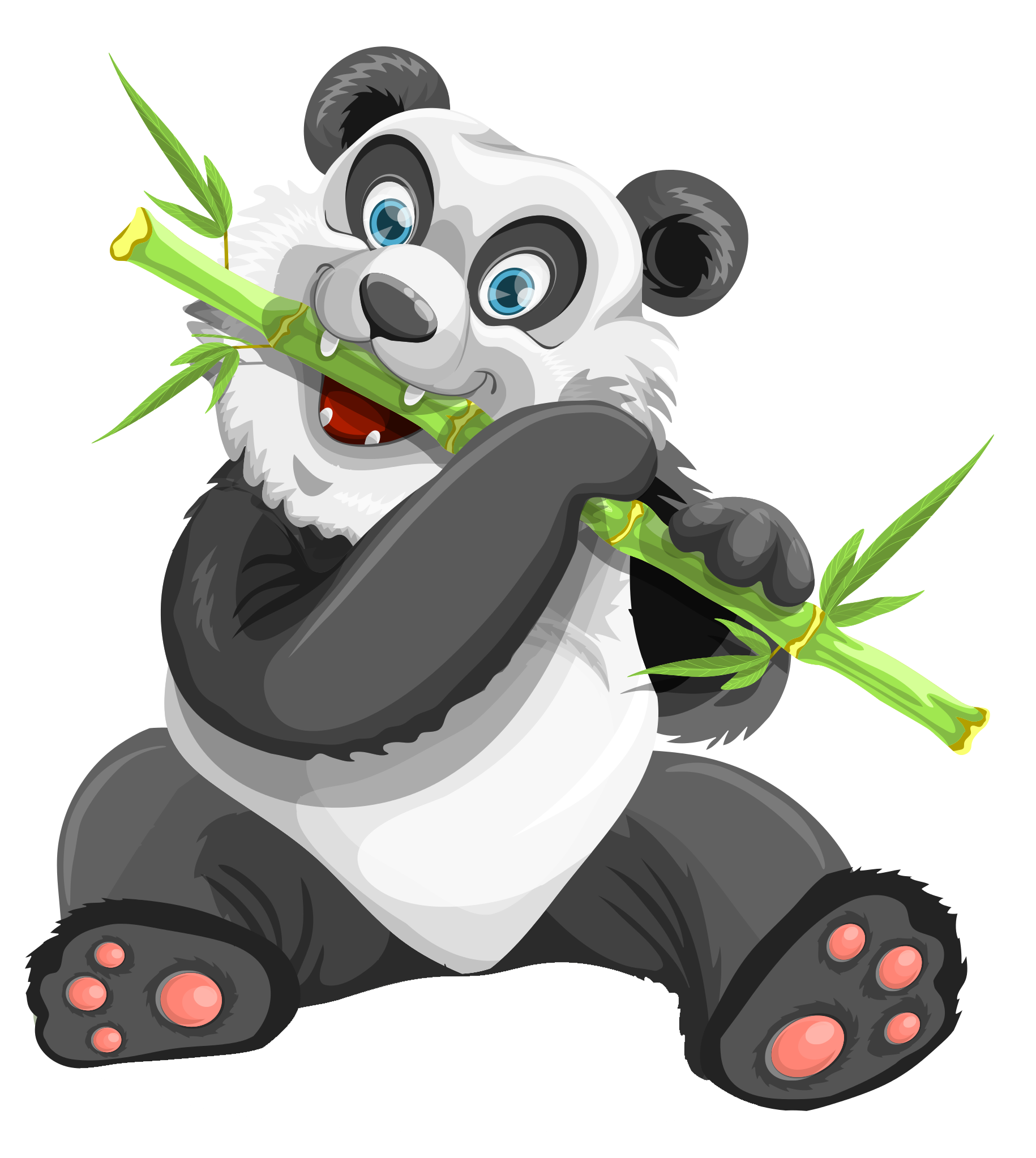 Panda Mwenye Furaha Akila Mianzi Picha ya Ukuta
