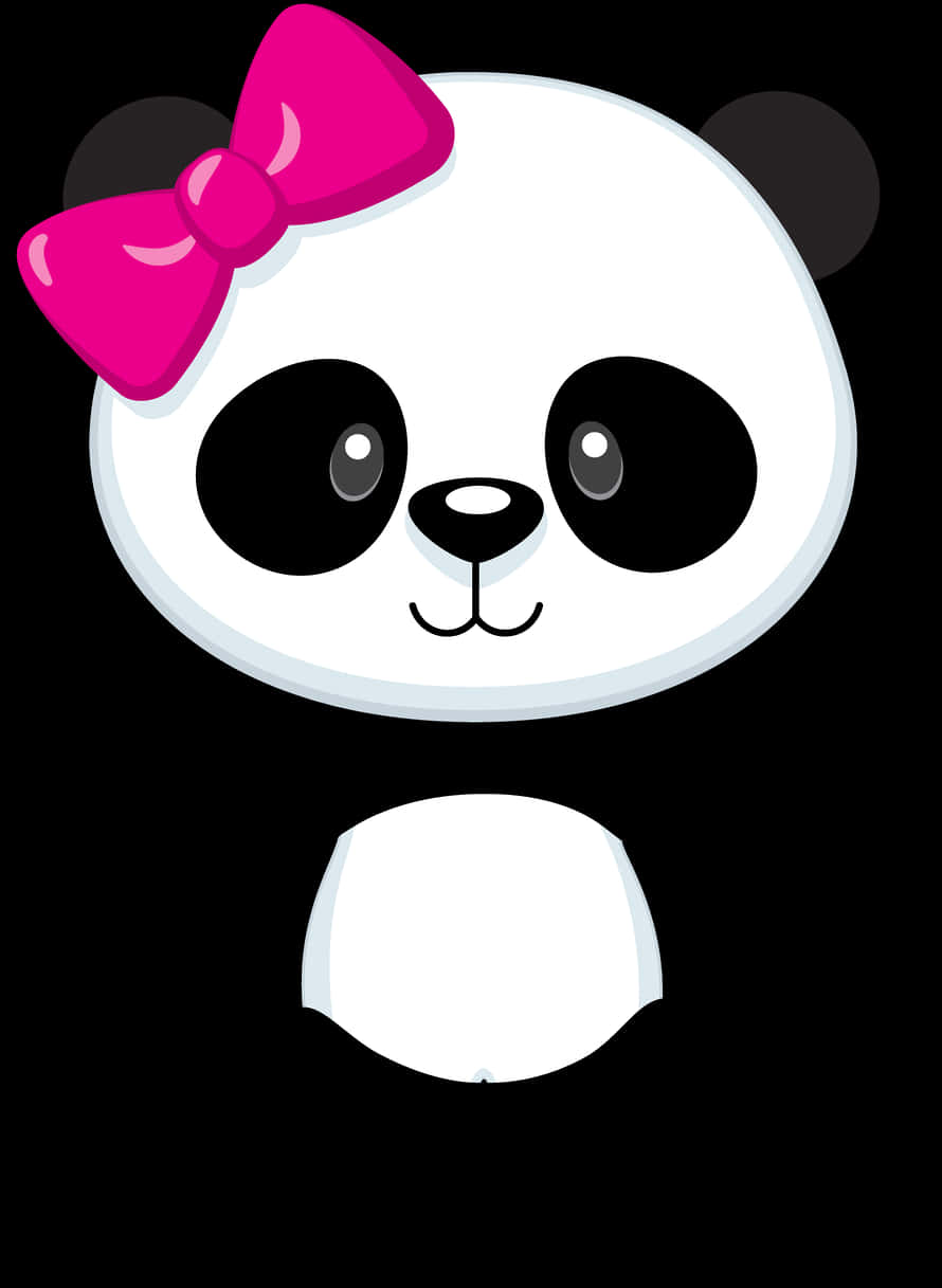 Panda Mzuri wa Katuni na Kifungo cha Pinki Picha ya Ukuta