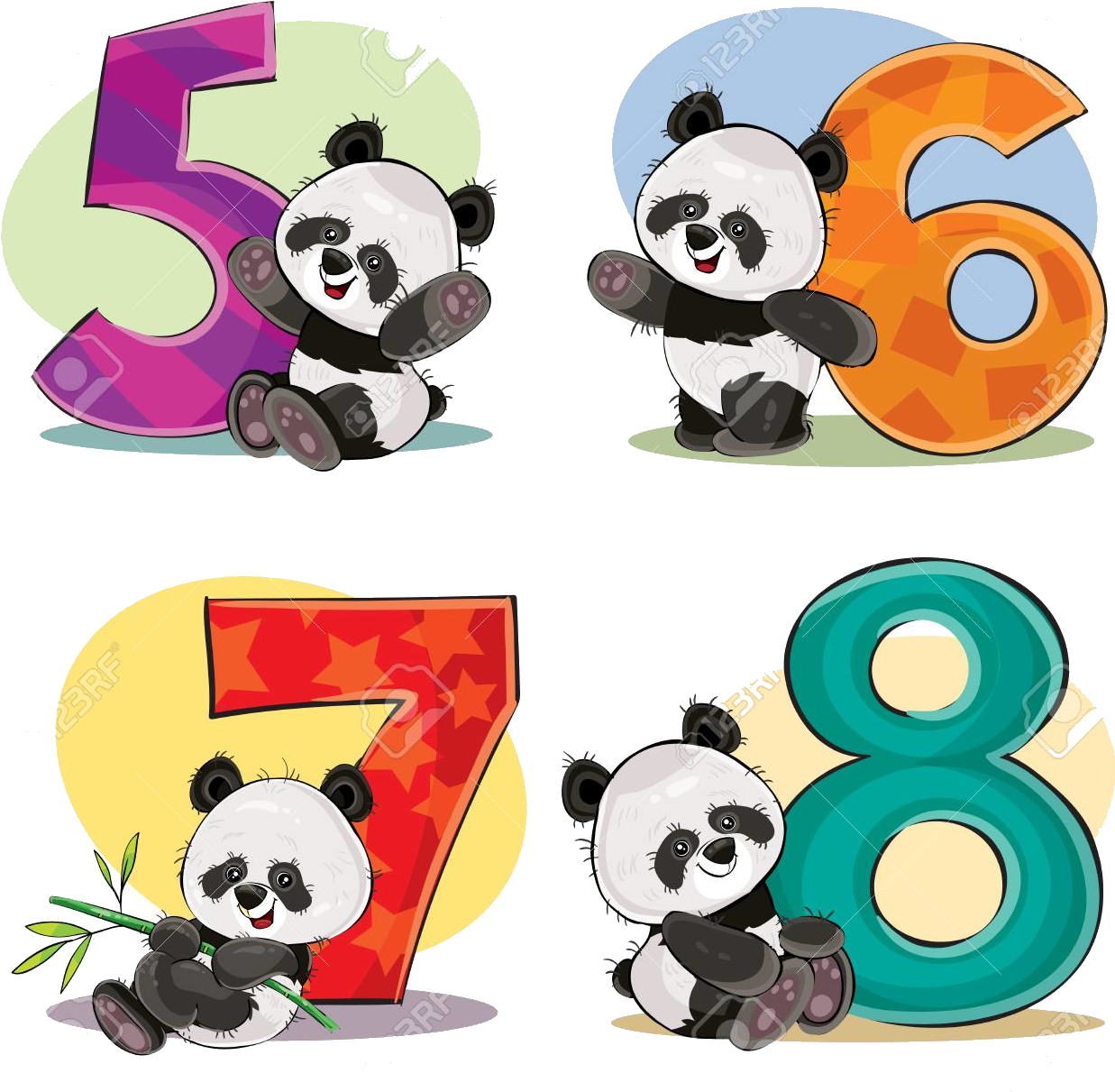 Panda_Nambari_5_hadi_8 Picha ya Ukuta