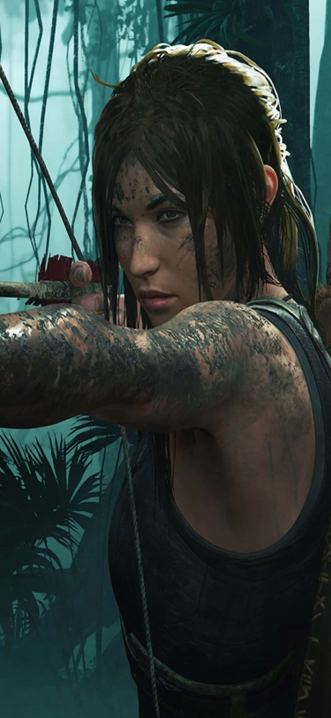 Panda njia yako hadi juu katika safari yako na iPhone X Shadow of the Tomb Raider. Picha ya Ukuta