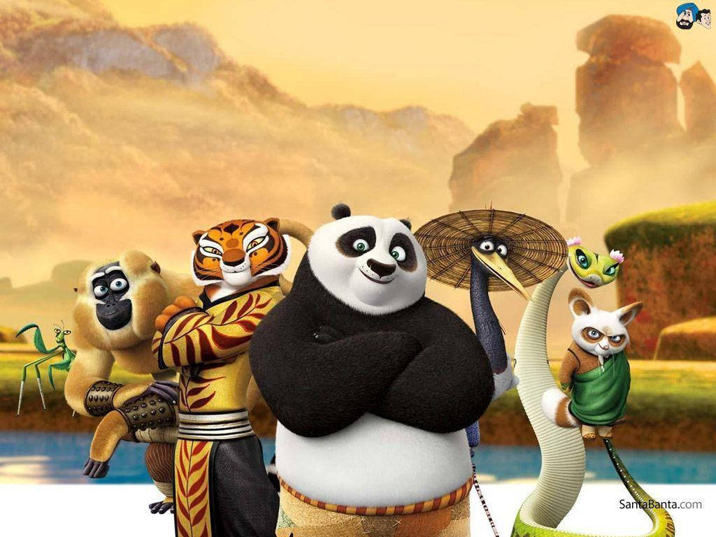 Panda Shujaa Mkali na Wenzake Picha ya Ukuta