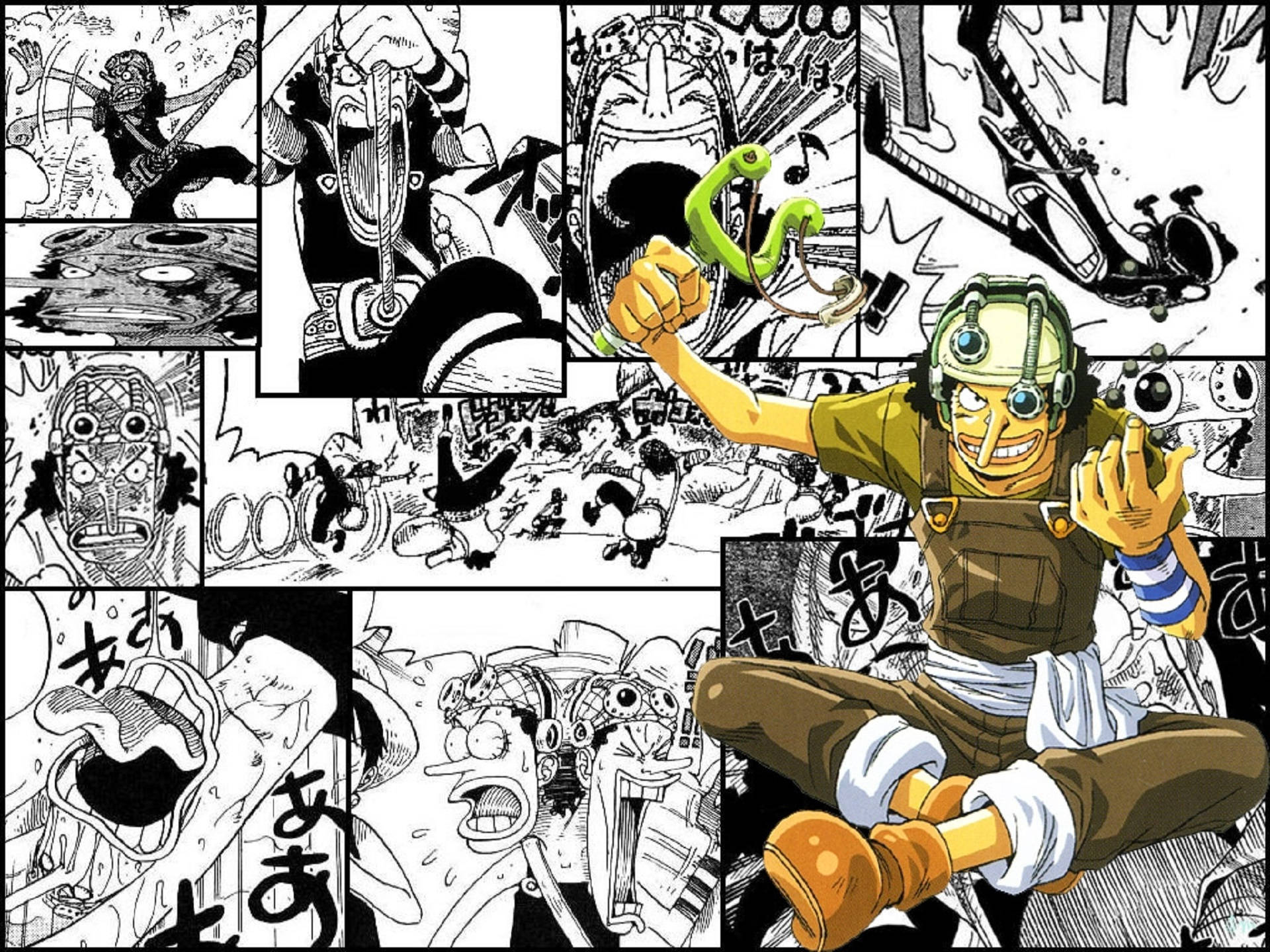 Panel ya Katuni Usopp Matukio ya Kuchekesha Picha ya Ukuta