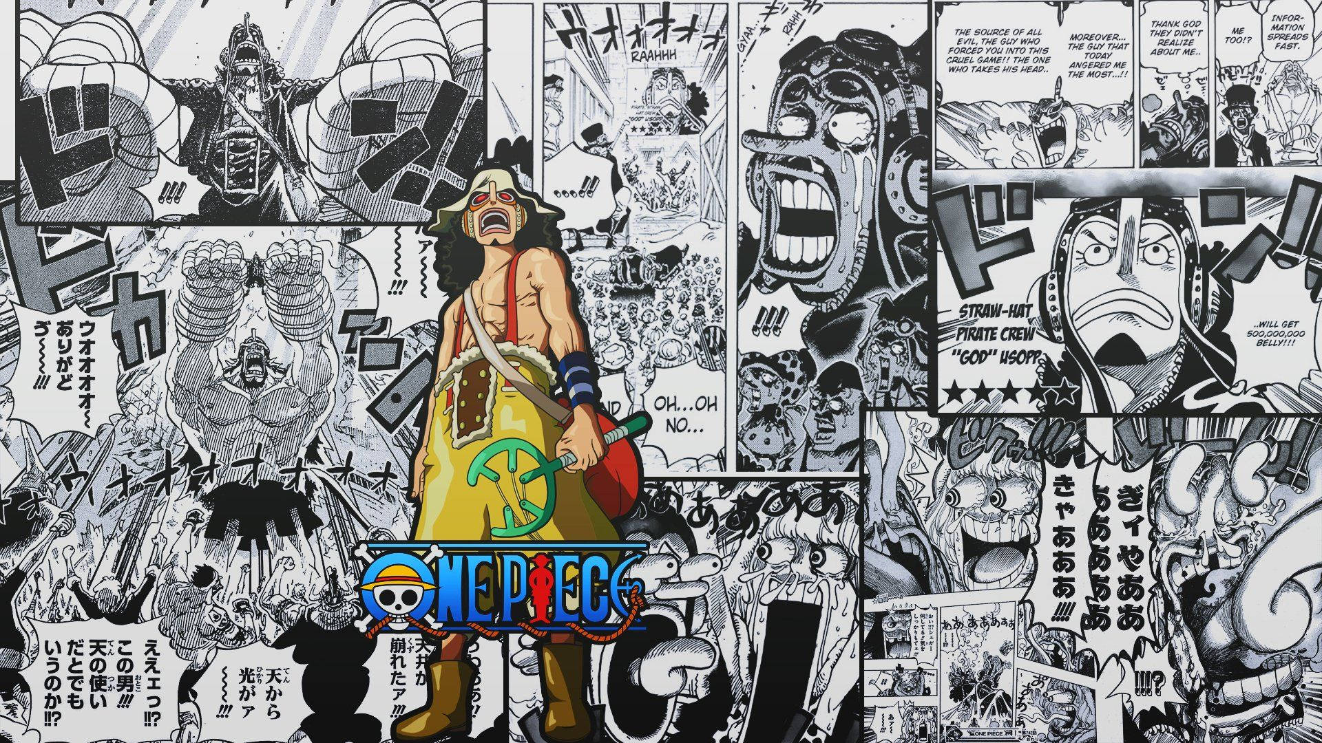 Panel ya Manga ya Usopp wa Kofia ya Majani Picha ya Ukuta
