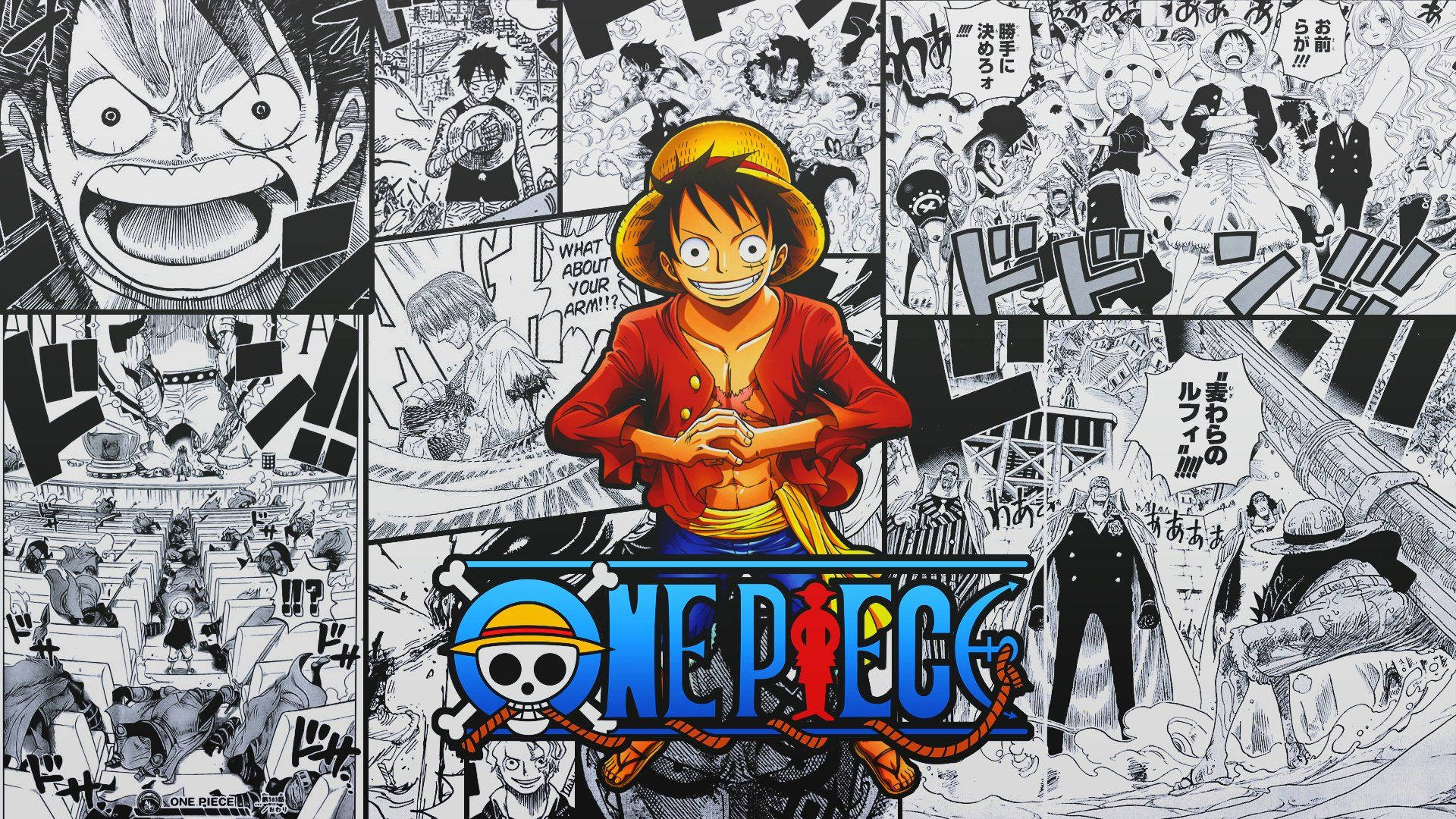 Panel ya Manga ya Luffy wa One Piece Picha ya Ukuta