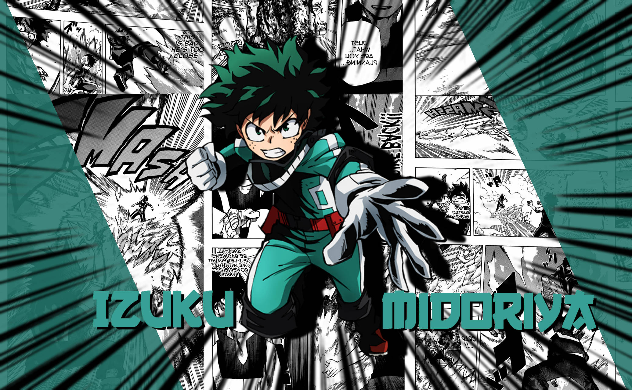 Paneli ya Manga ya Izuku Midoriya Picha ya Ukuta