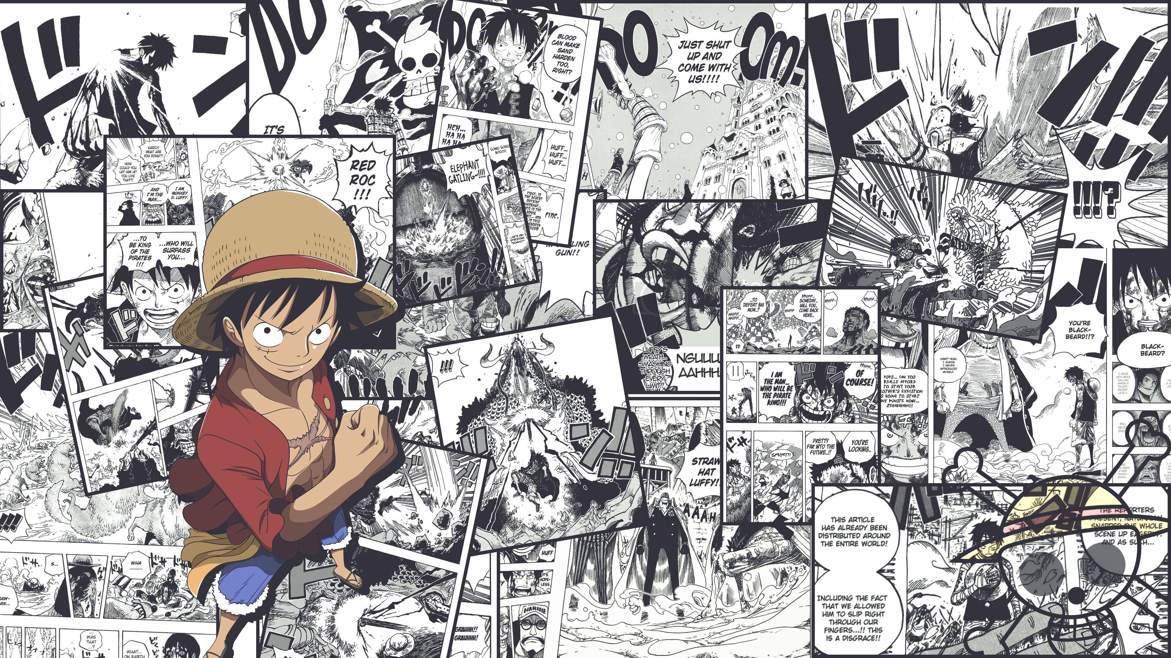 Paneli za Manga za One Piece kwa Kompyuta ya Meza Picha ya Ukuta
