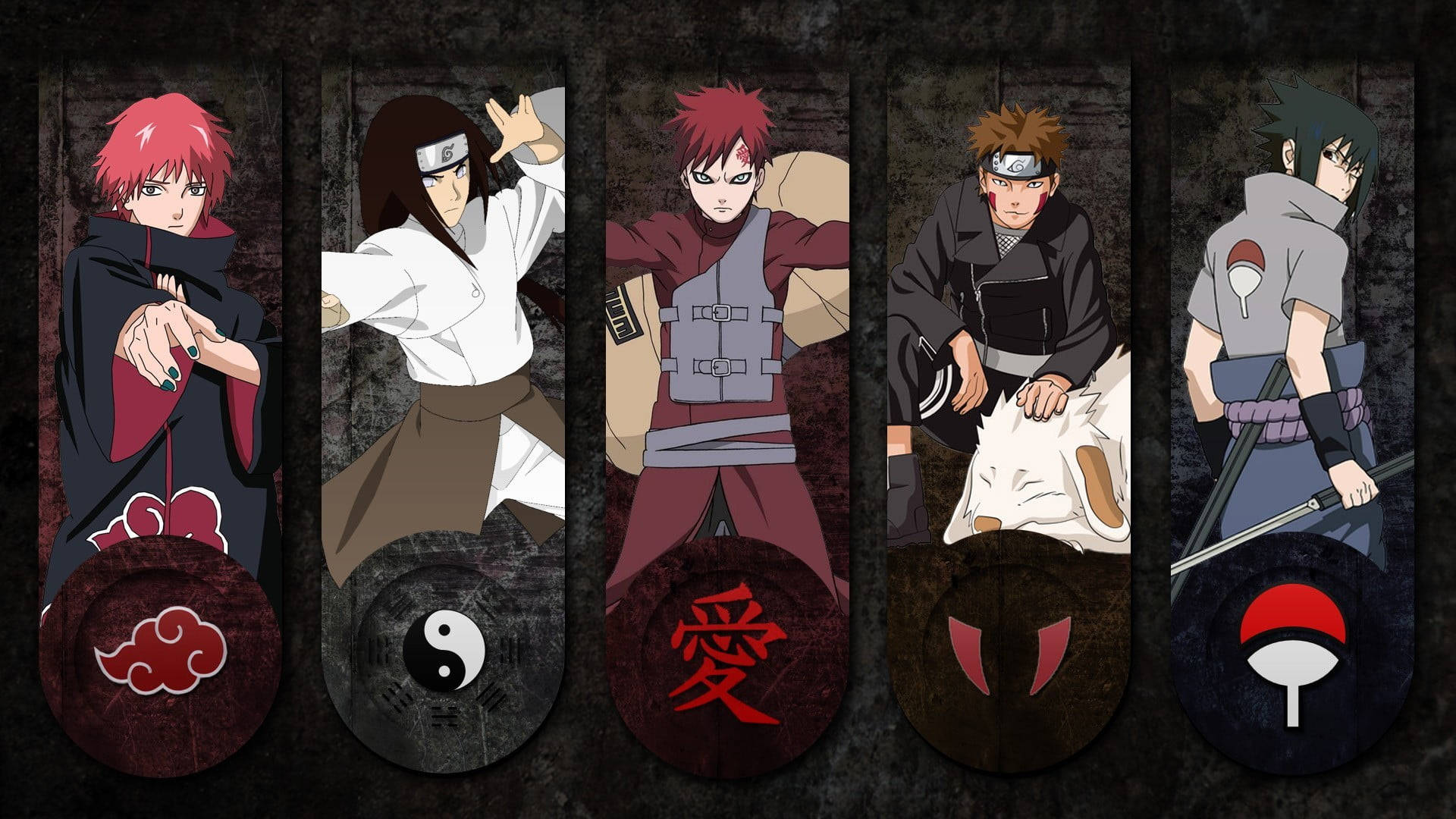 Paneli za Wahusika wa Naruto Moja kwa Moja Picha ya Ukuta