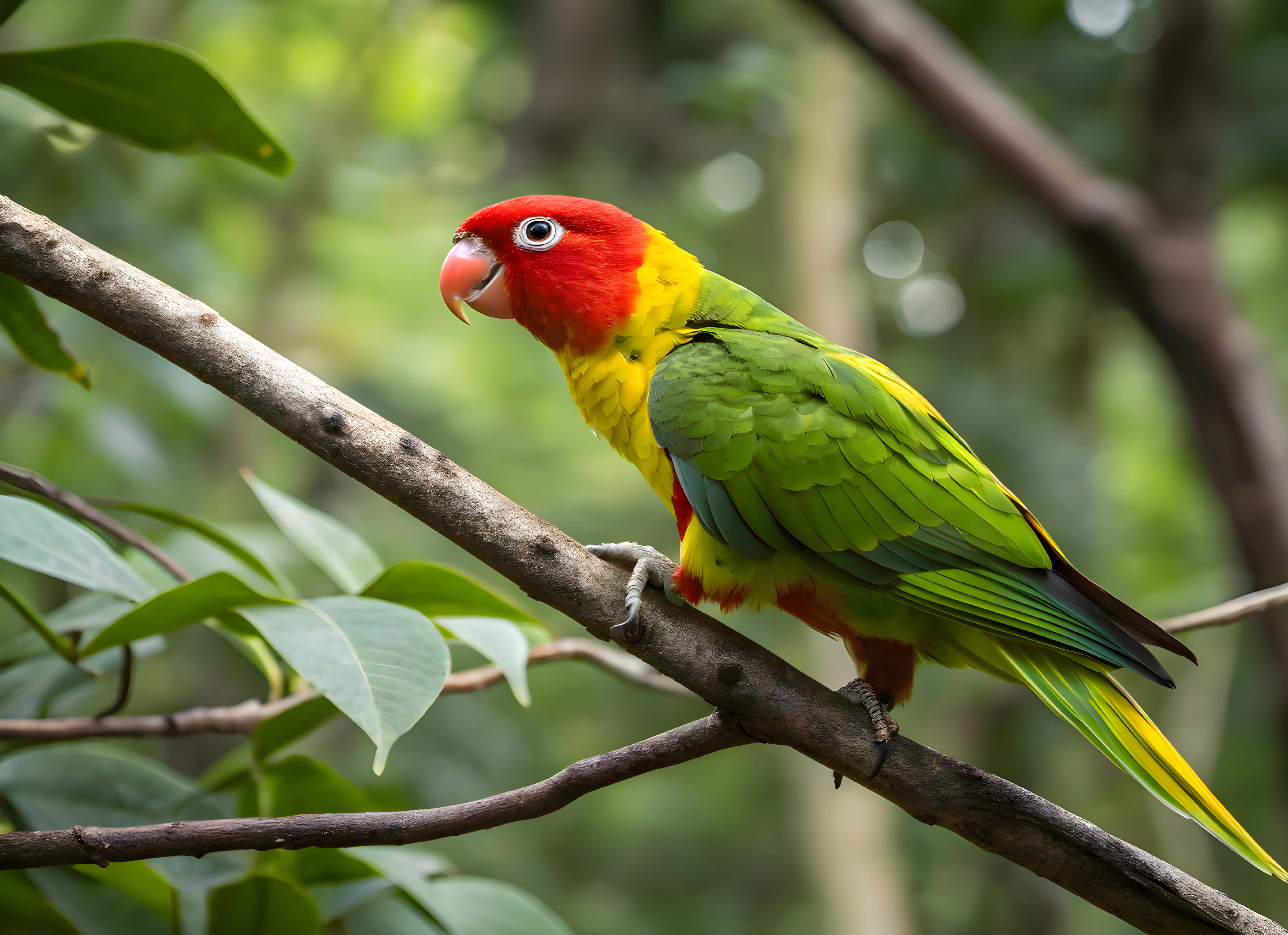 Parrot ya rangi nyekundu na kijani Picha ya Ukuta