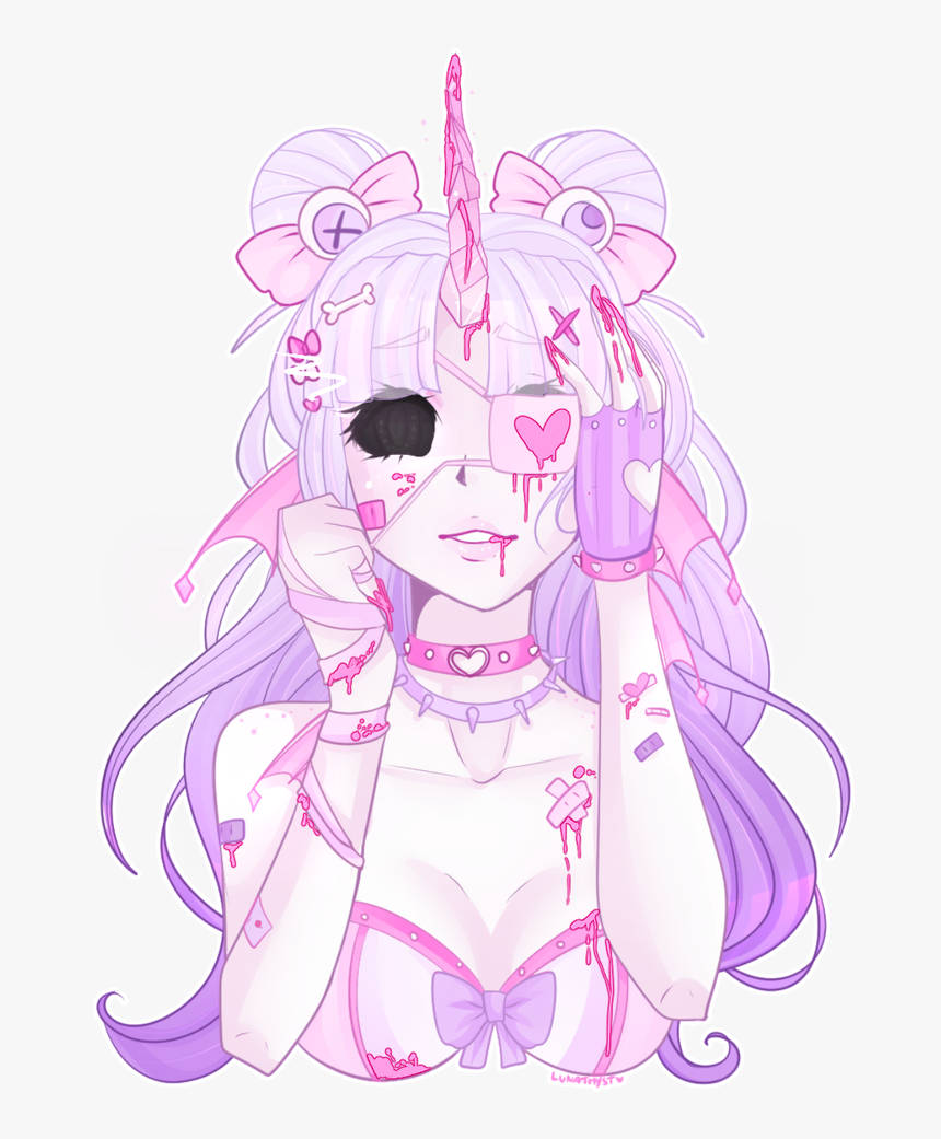 Pastel Goth Girl With Horn Picha ya Ukuta