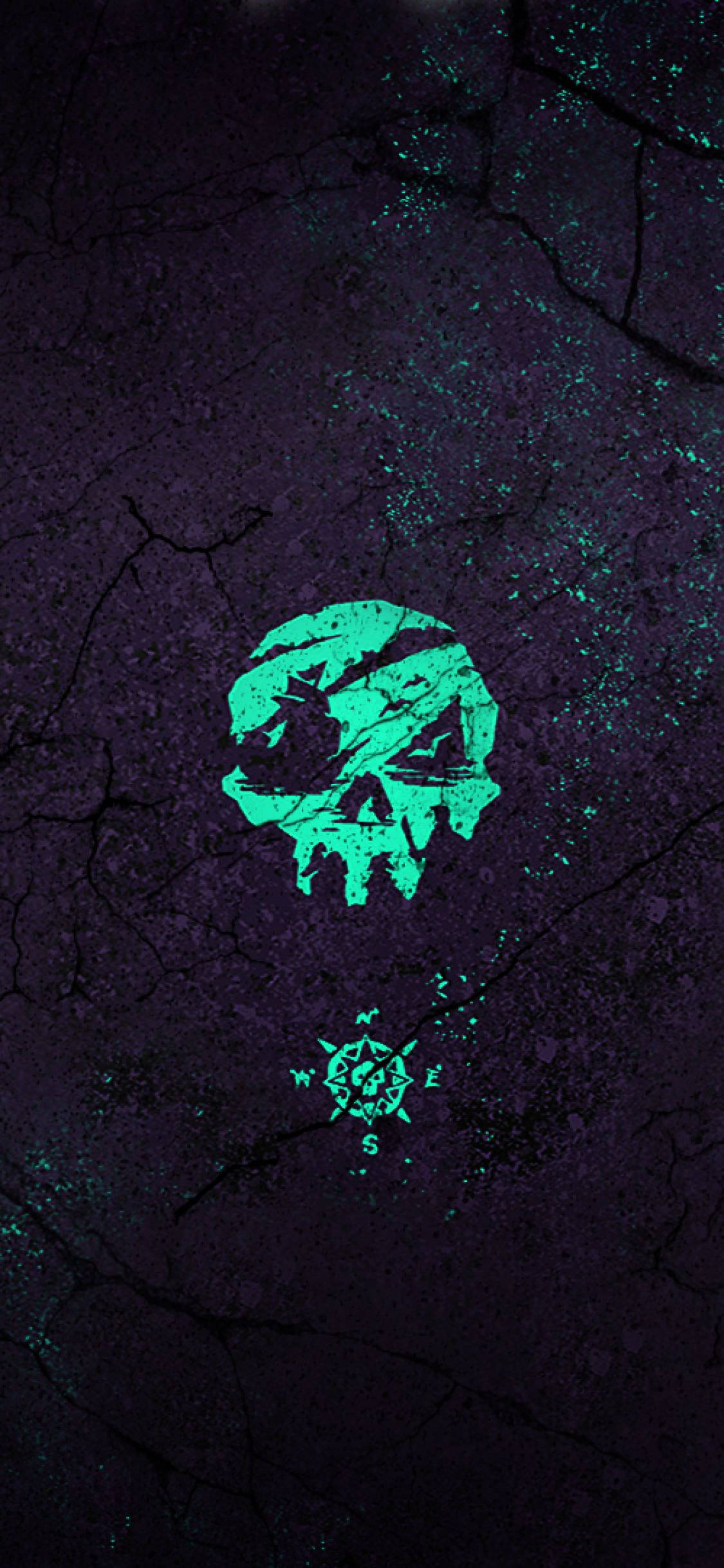 Pata njia yako kati ya Bahari ya Wavuta na logo ya skull na compass. Picha ya Ukuta