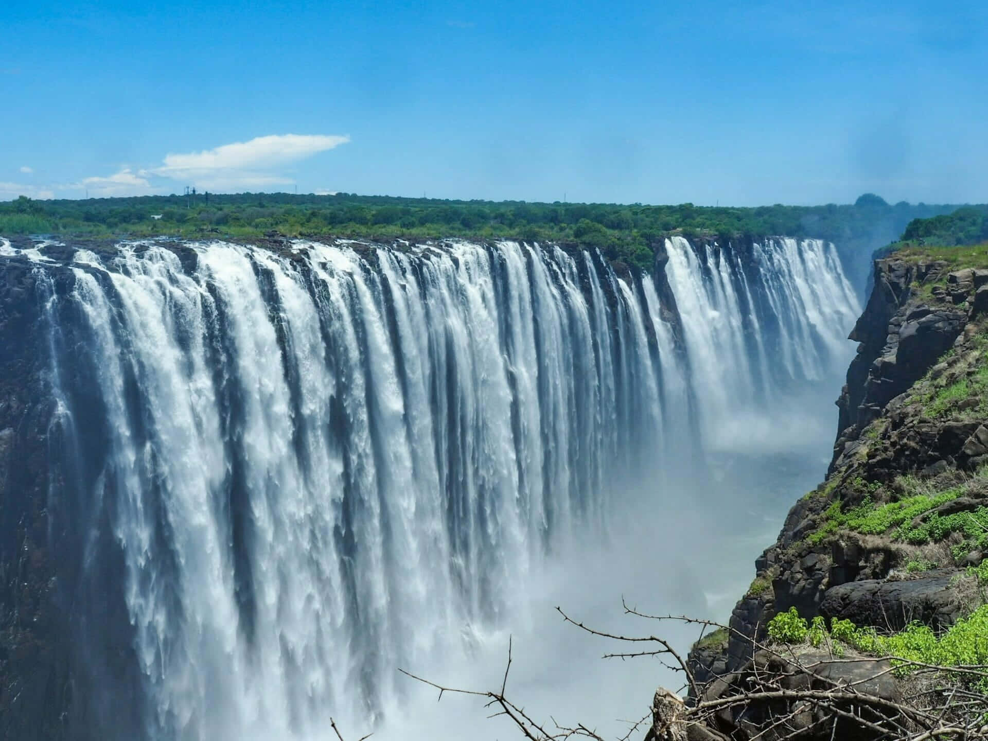 Pazia la Maji Yanayomiminika la Victoria Falls Picha ya Ukuta