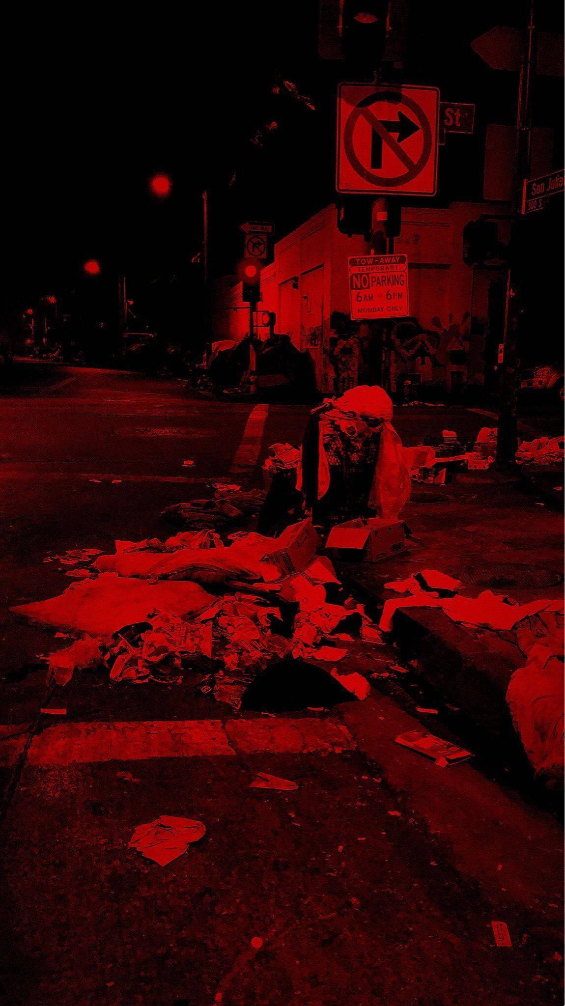 Pembe ya Taka Mtaa Nyekundu Aesthetic iPhone Picha ya Ukuta