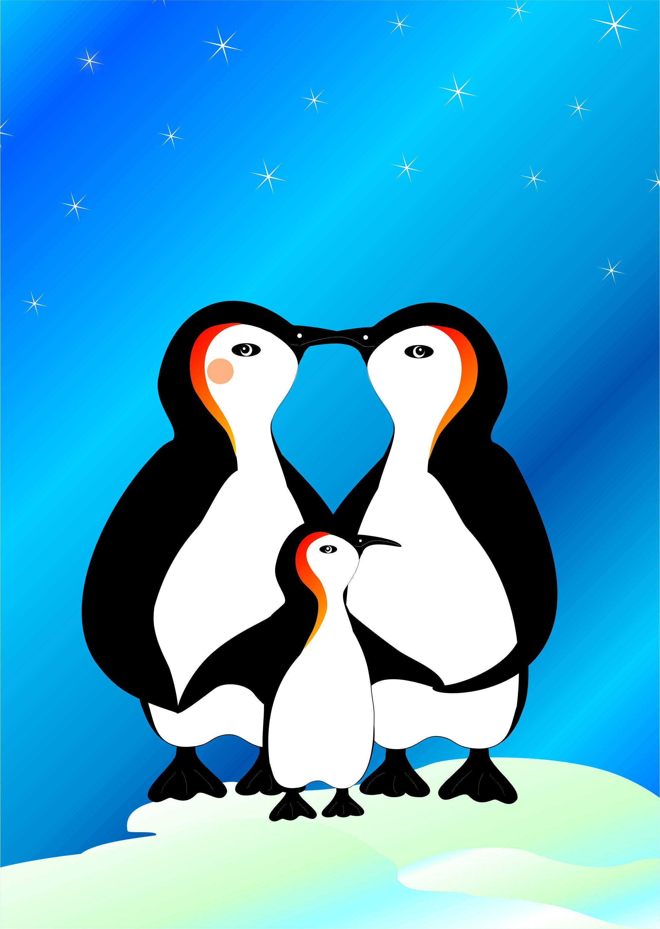 Penguins Family Art Picha ya Ukuta