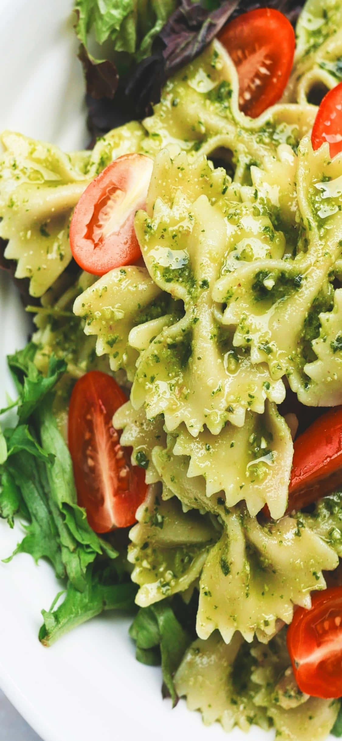 Pesto Farfalle iPhone X Pasta Background Picha ya Ukuta