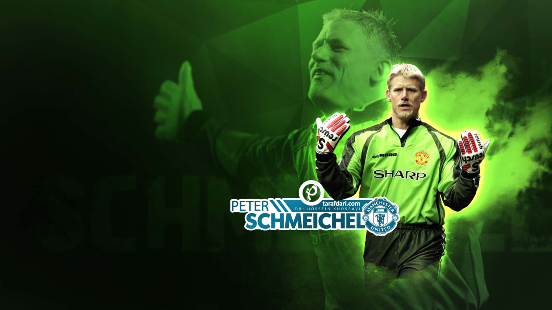 Peter Schmeichel Sanaa ya Picha ya Kijani Mlinda Mlango wa Manchester United Picha ya Ukuta