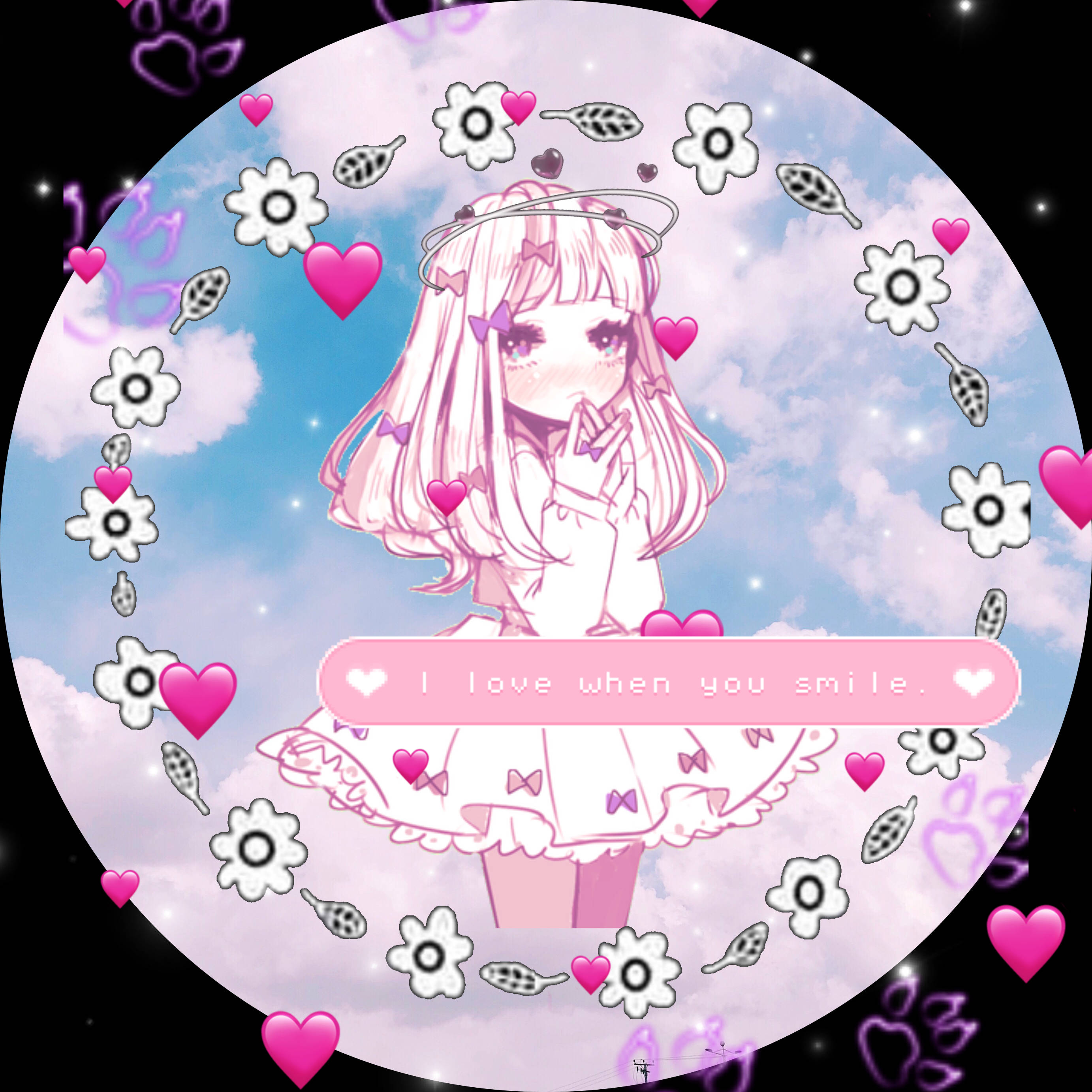PFP Mzuri na Msichana wa Anime yenye Maua Picha ya Ukuta