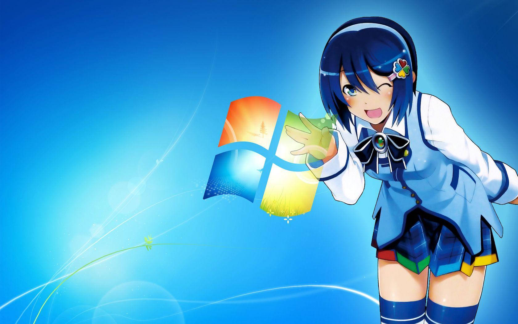 PFP ya Anime Kichekesho Msichana wa Bluu wa Microsoft Picha ya Ukuta