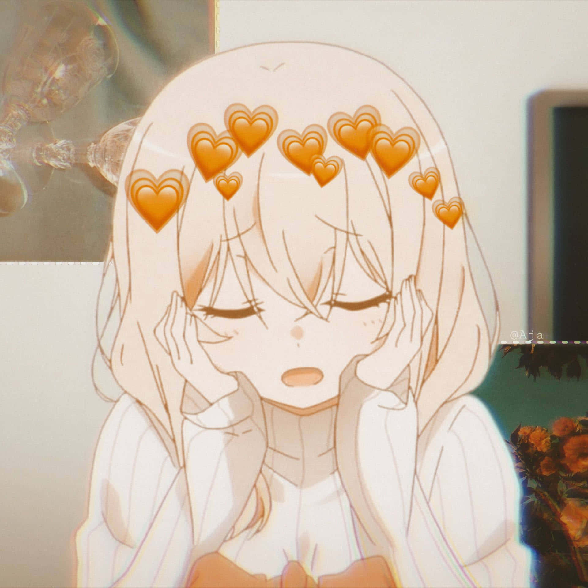 PFP ya Anime ya Mioyo ya Chungwa yenye Urembo Picha ya Ukuta