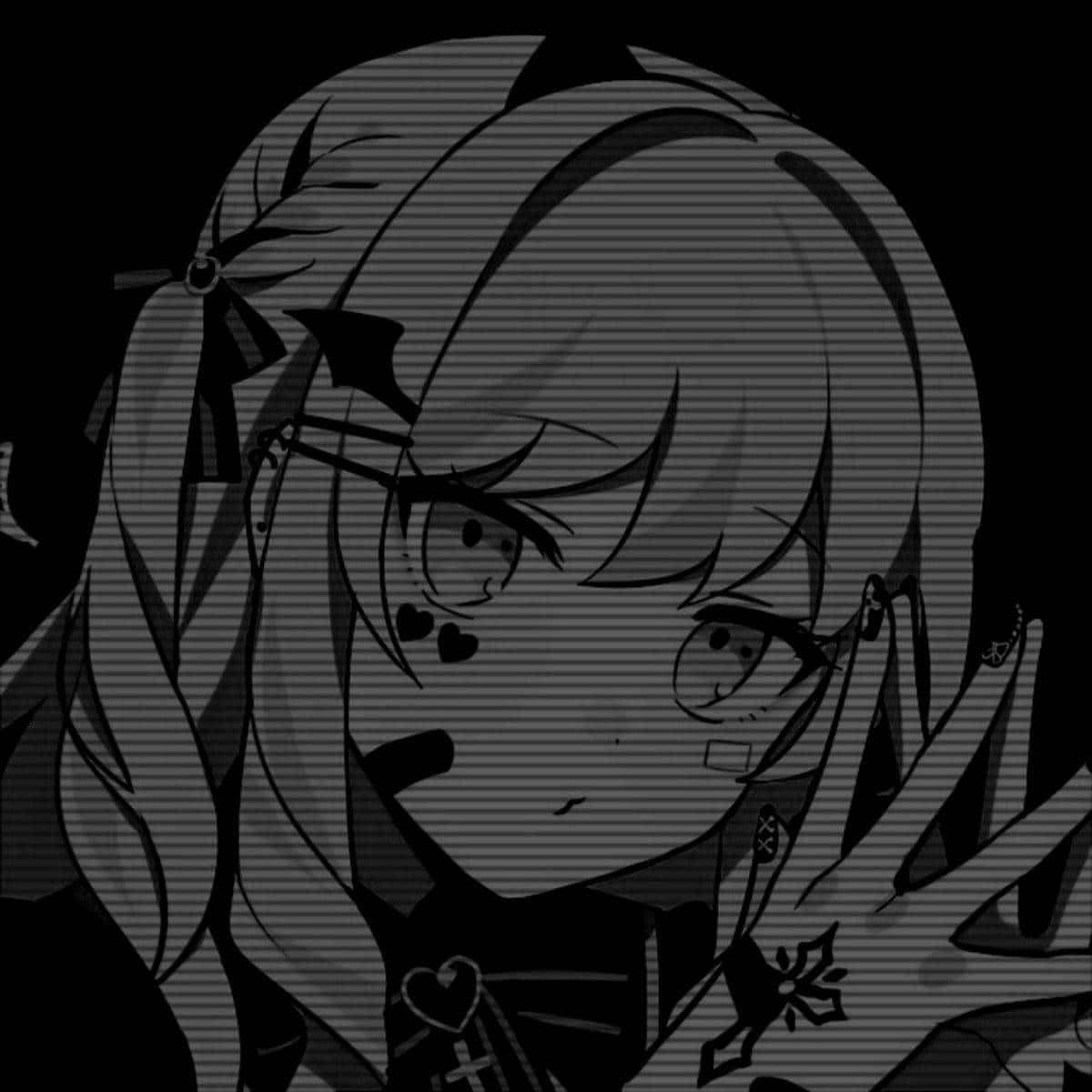 Pfp ya Anime ya Msichana Mrembo Mwenye Mandhari Nyeusi Picha ya Ukuta