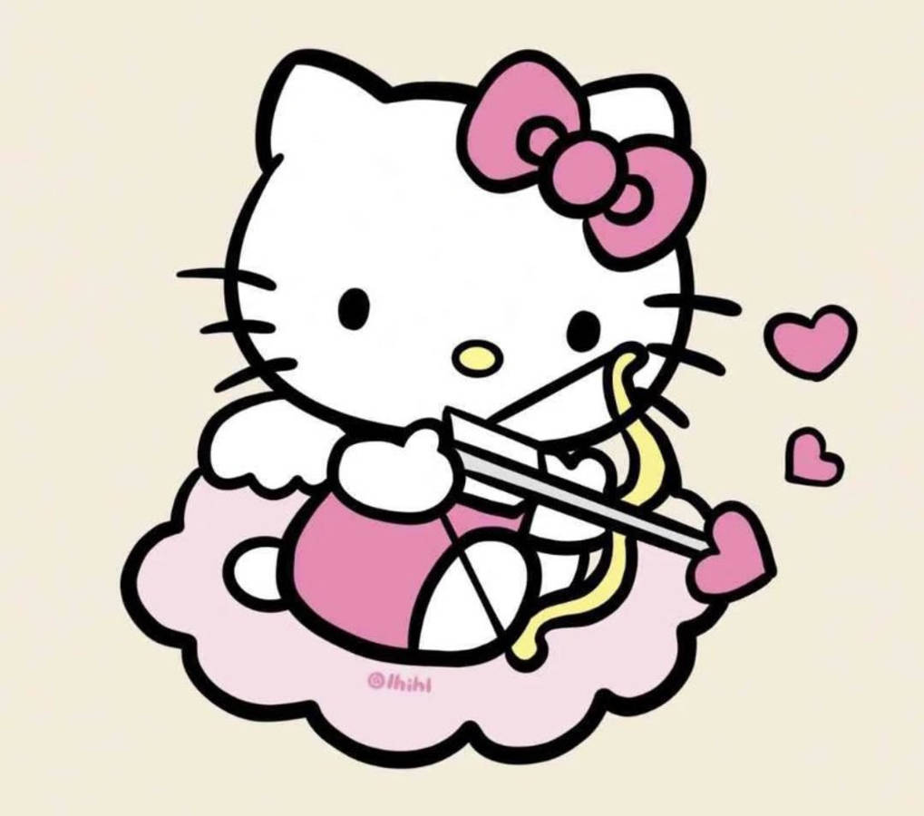 PFP ya Hello Kitty Katuni ya Kupido Picha ya Ukuta