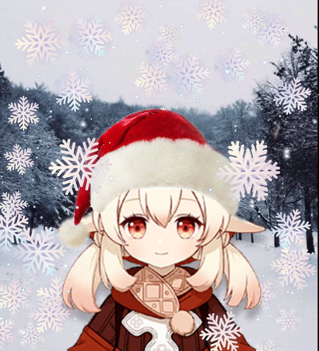 PFP ya Krismasi Mwanamke Anime Mzuri Picha ya Ukuta