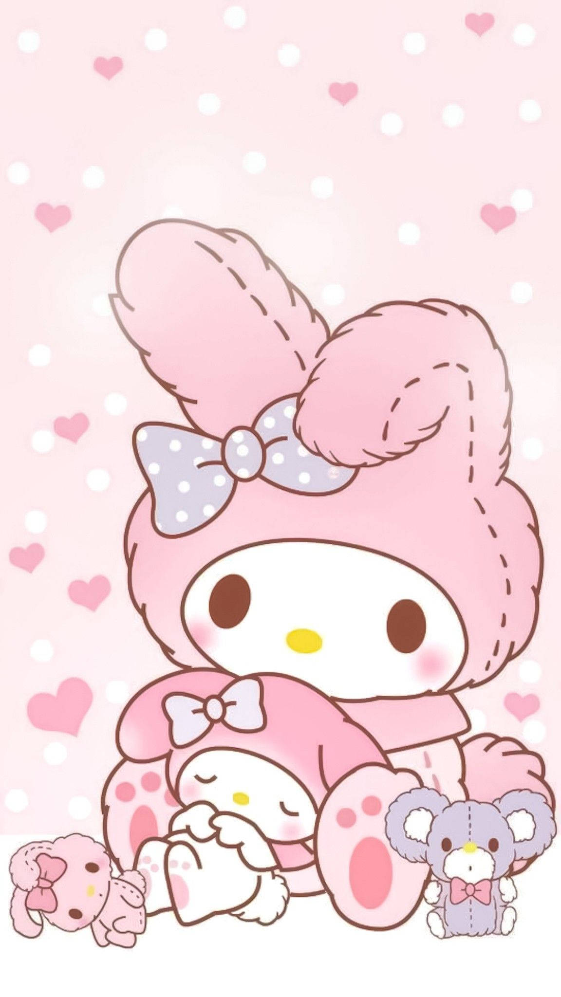 PFP ya My Melody Akiwa na Vinyago Picha ya Ukuta